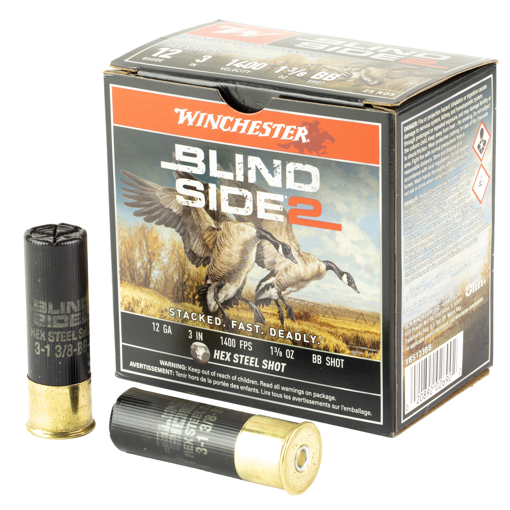 Winchester Blind Side 2 12 Gauge Bb Shot 1 3/8 oz 25 Rounds
