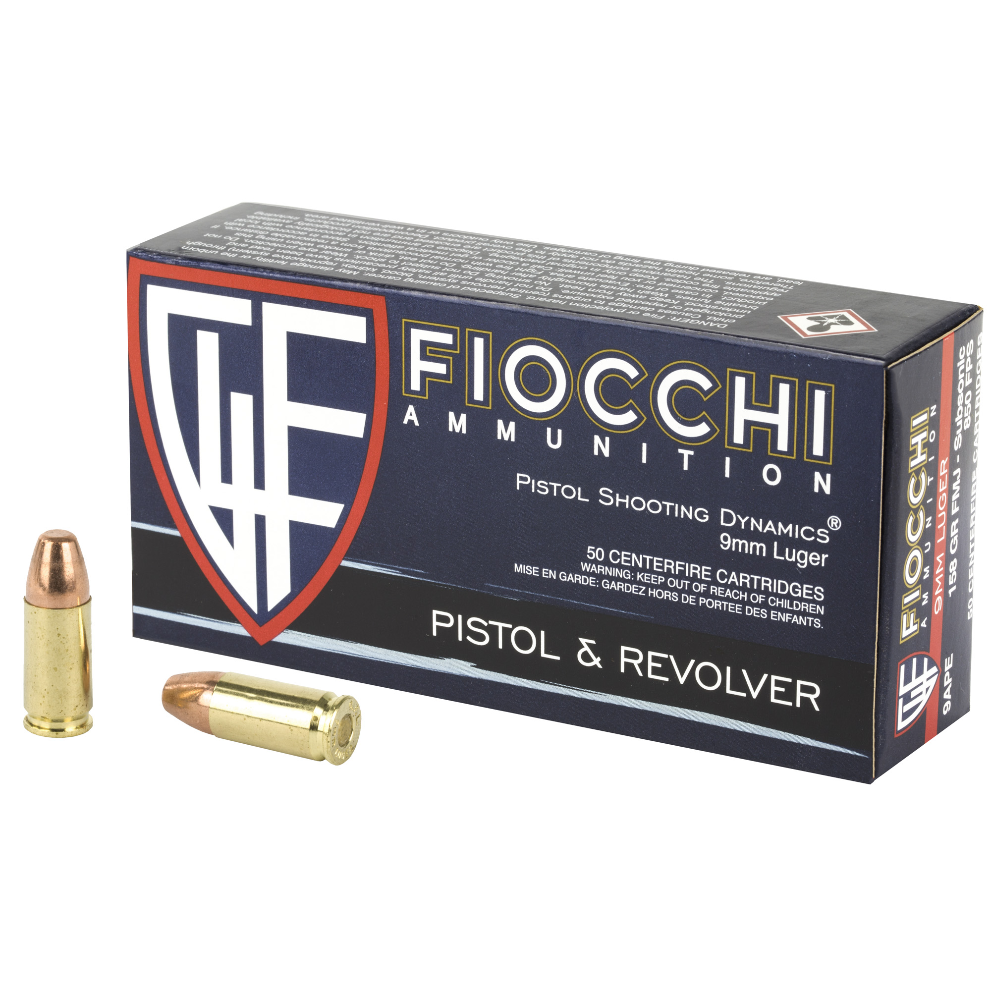 Fiocchi Training Dynamics 9mm Luger Full Metal Jacket 158 Grain 50 Rounds