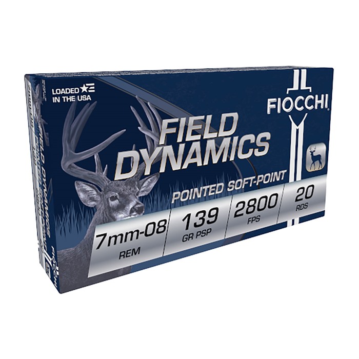 Fiocchi 7MM08B Field Dynamics 7mm-08Rem 139gr Pointed Soft Point 20 Rounds