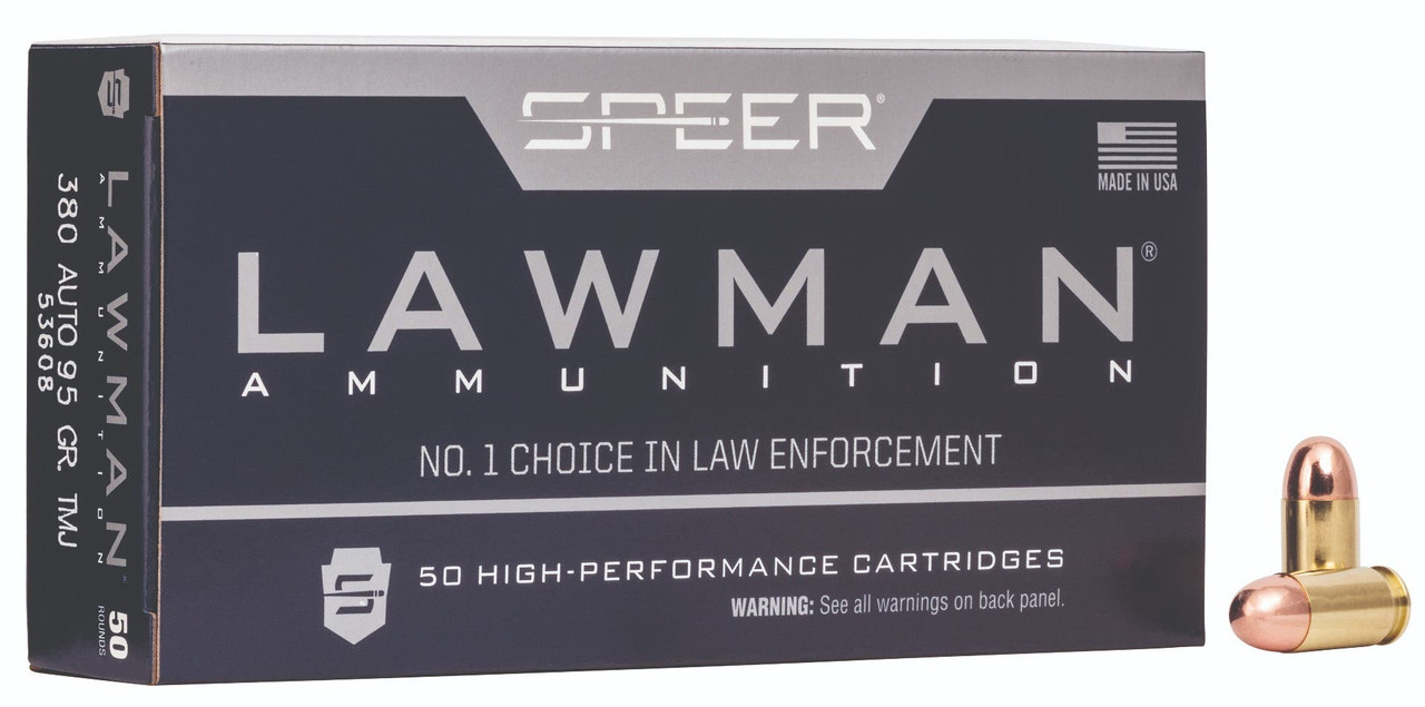 Speer Lawman 380 ACP Total Metal Jacket 95 Grain 50 Rounds