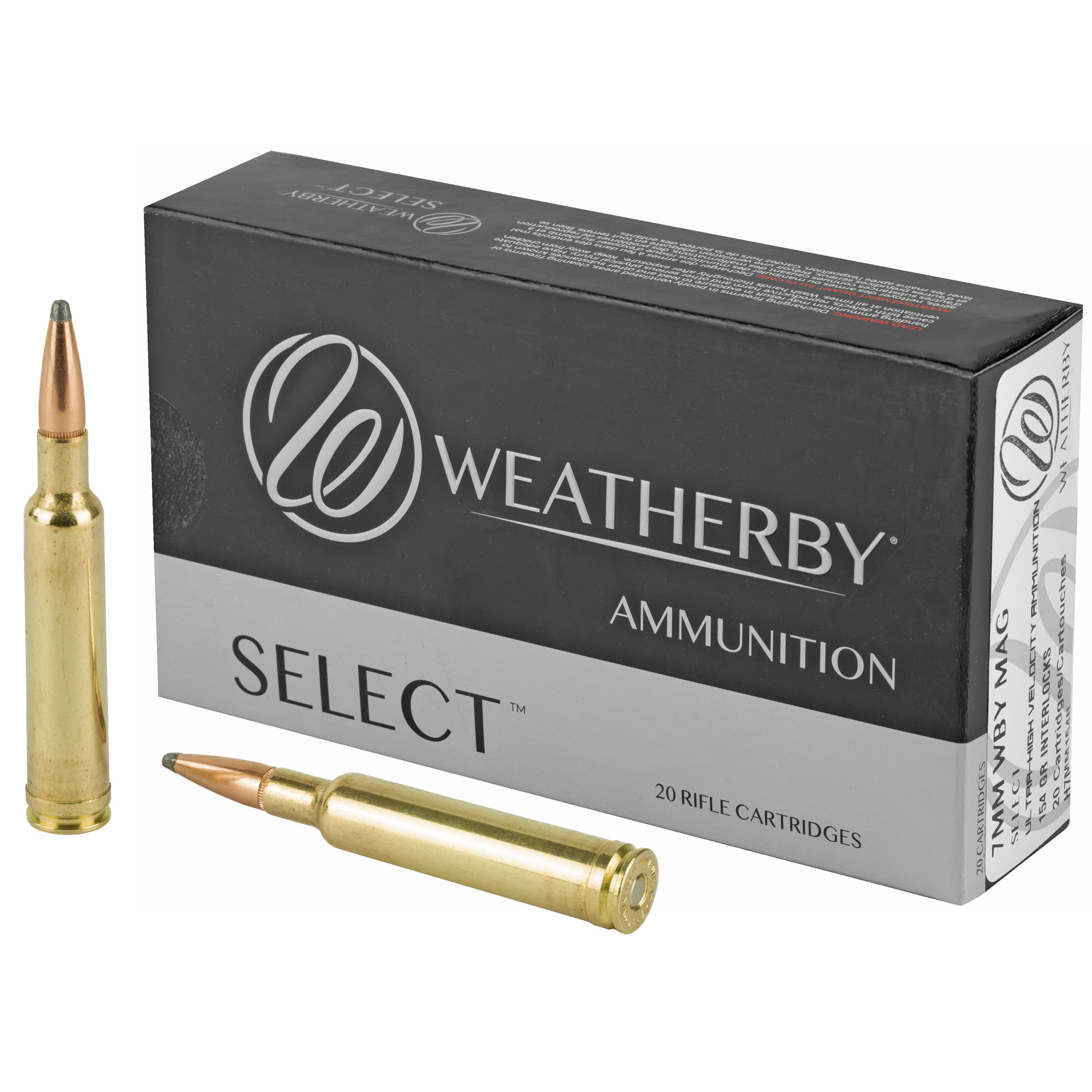 Weatherby Select Rifle Ammo 7MM Weatherby Magnum Hornady Interlock 154 Grain 20 Rounds