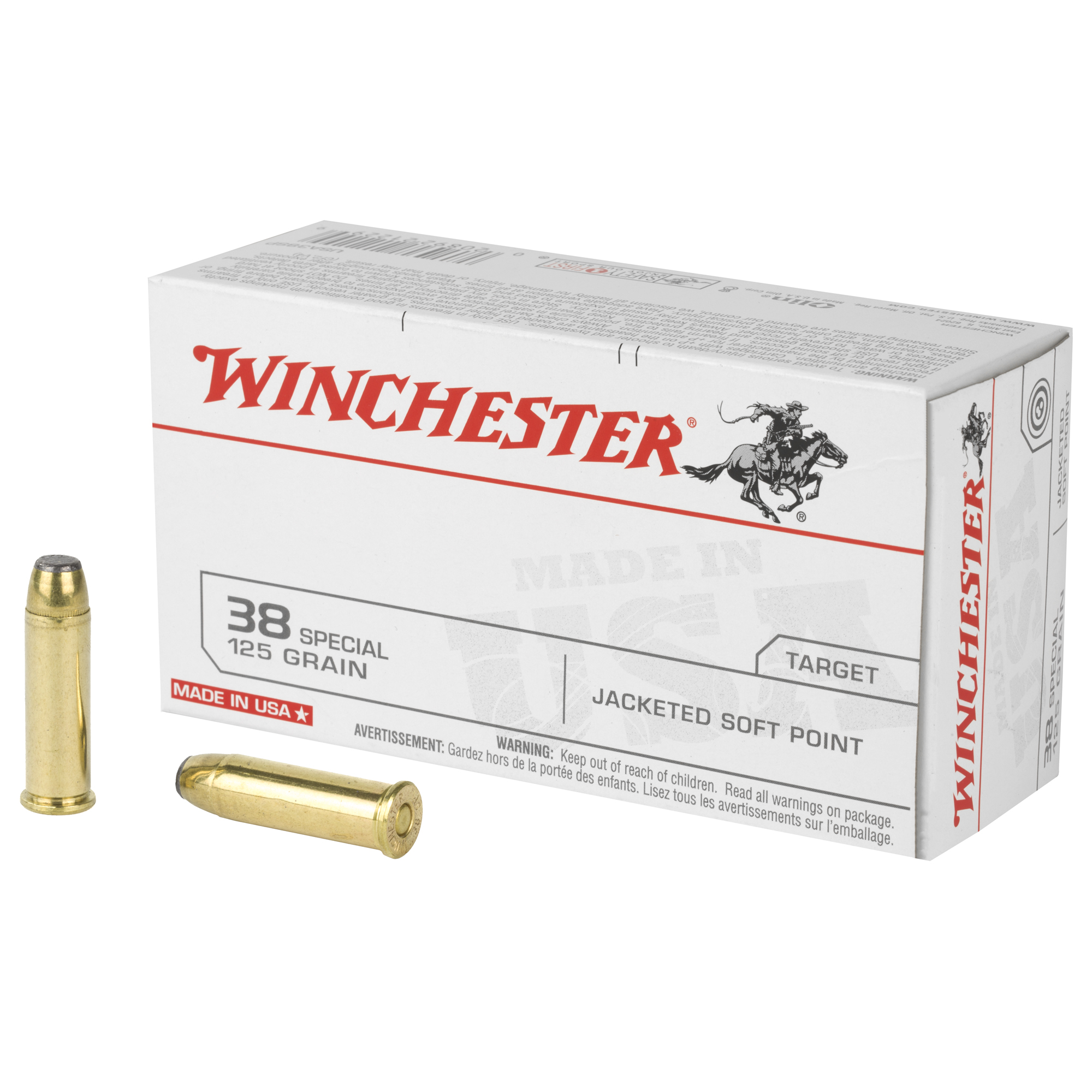 Winchester USA 38 Special Jacketed Soft Point 125 Grain 50 Rounds