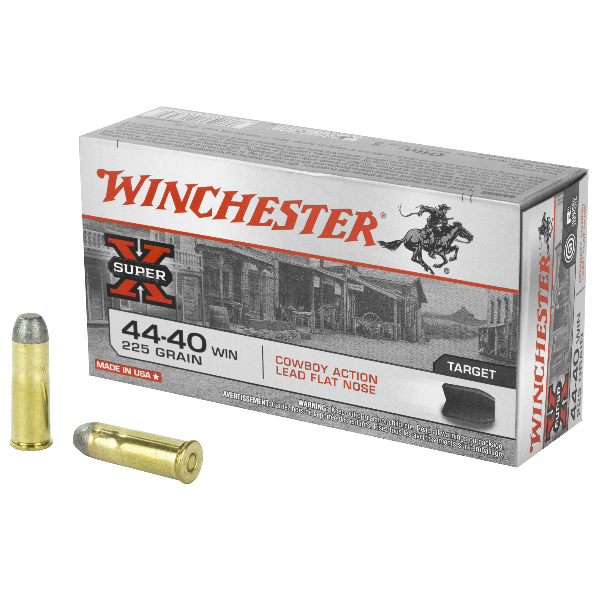 Winchester, Super-x, 44-40 Winchester, Lead Flat Nose, 225 Grain, 50 Rounds