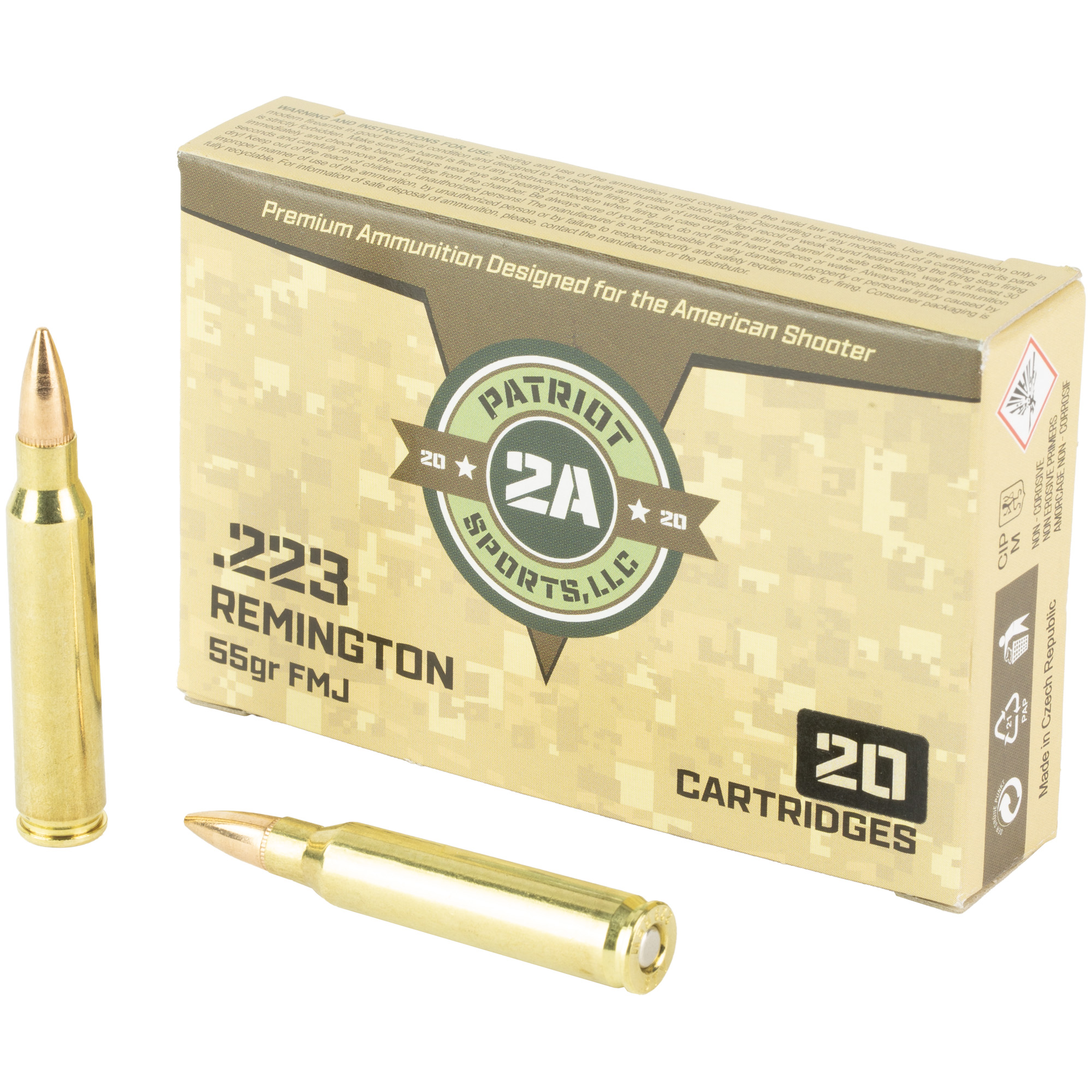 PATRIOT SPORTS LLC P223055F 223Rem 55gr Full Metal Jacket 20 Rounds