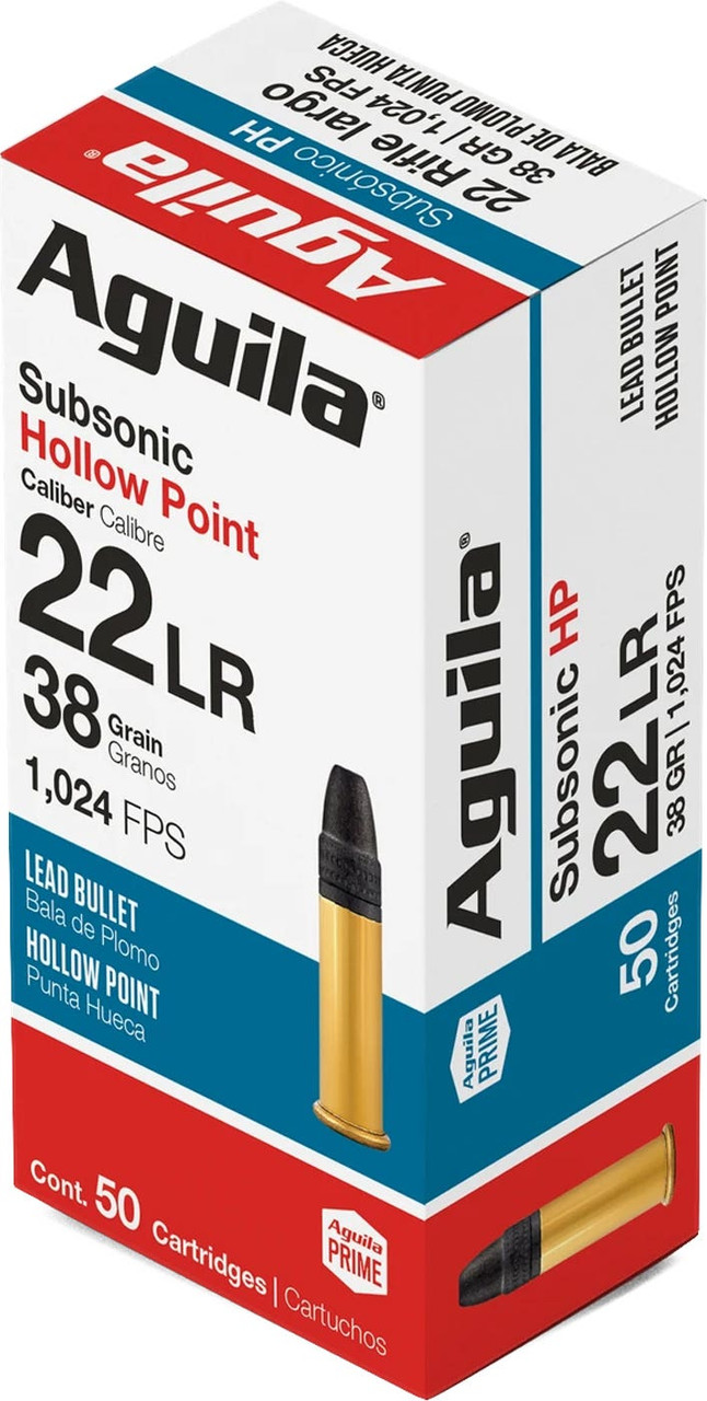 Aguila Subsonic 22 Long Rifle Lead Hollow Point 38 Grain 50 Rounds