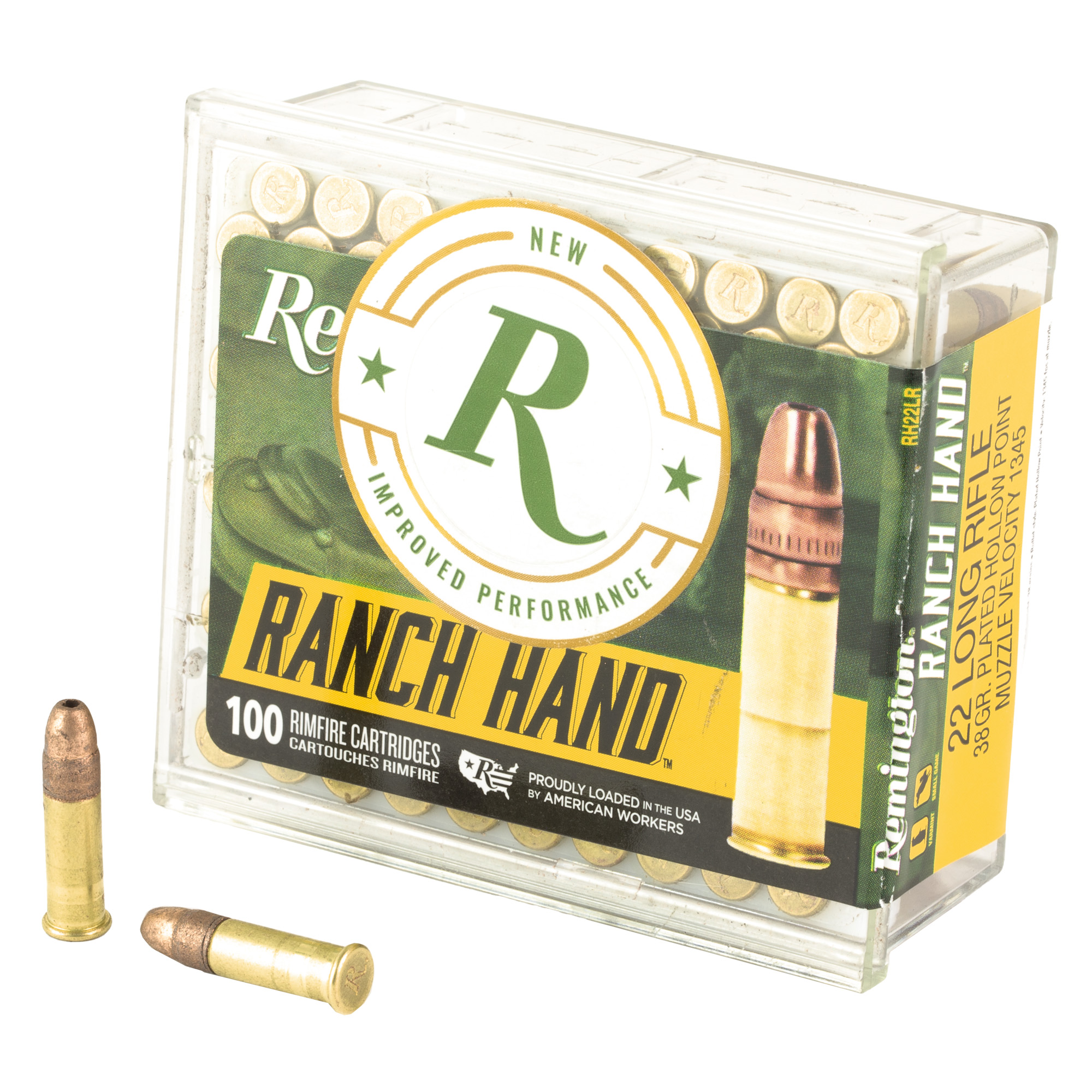 Remington, Ranch, 22 Long Rifle, Copperplated Hollowpoint, 38 Grain, 100 Rounds