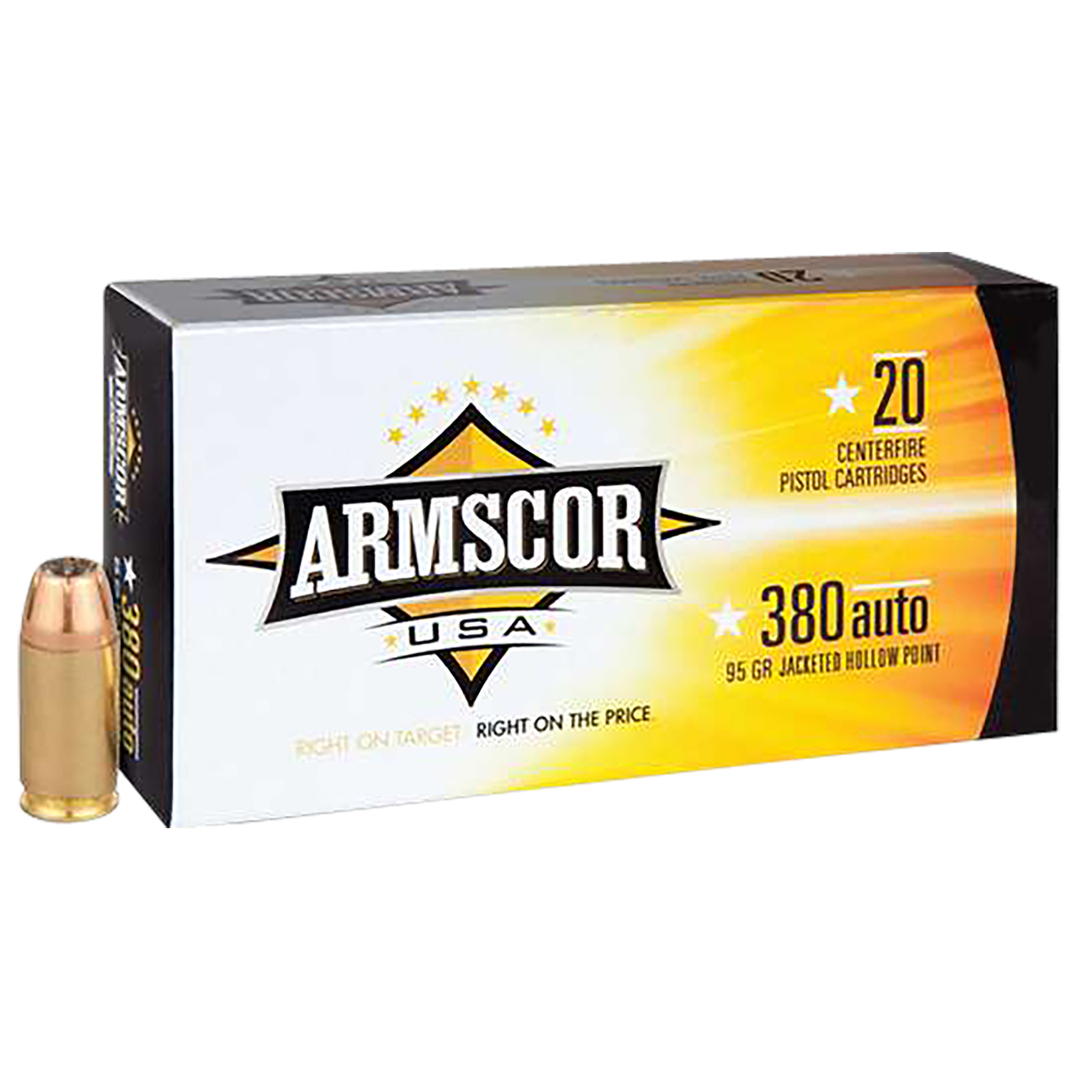 Armscor Defense Pistol Ammo 380 ACP Jacketed Hollow Point 95 Grain 20 Rounds