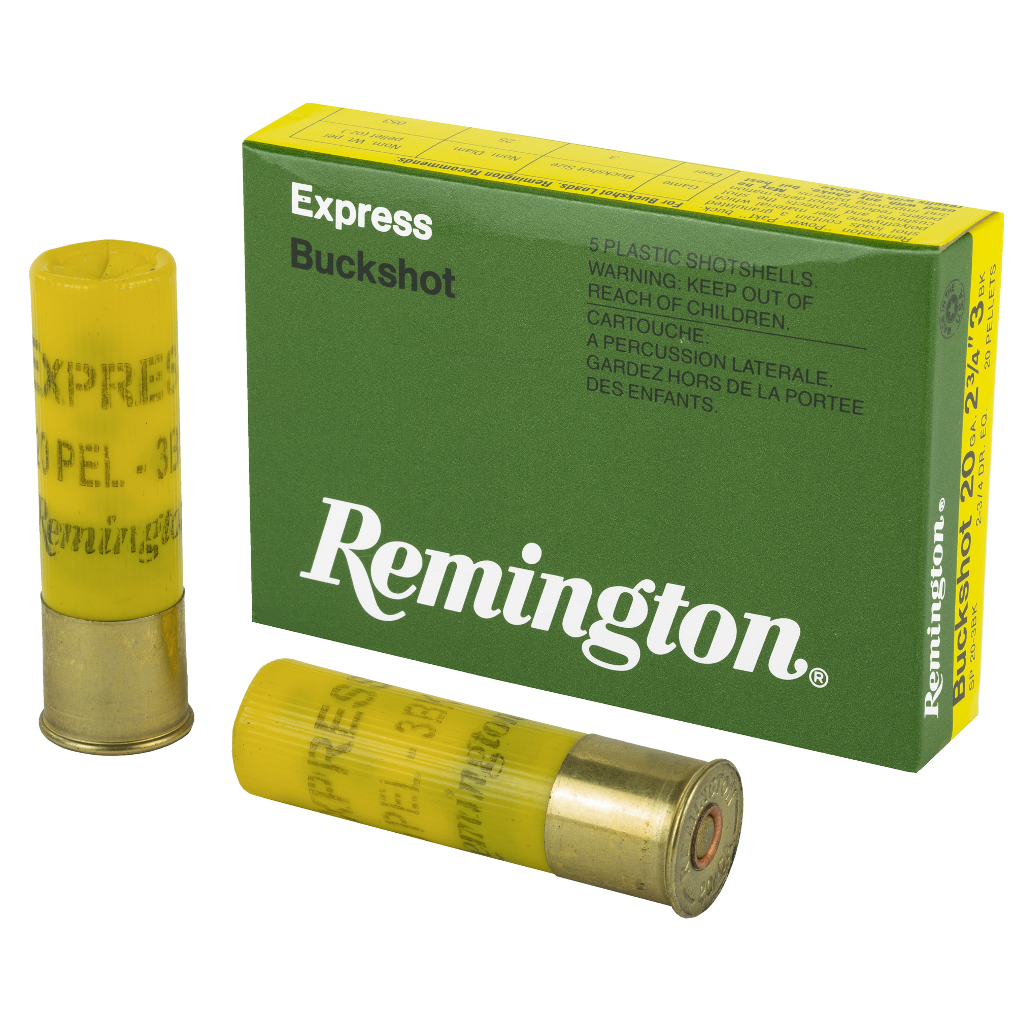 Remington Express Buffered Buckshot 20 Gauge 3 Buck Shot 20 Pellet 5 Rounds