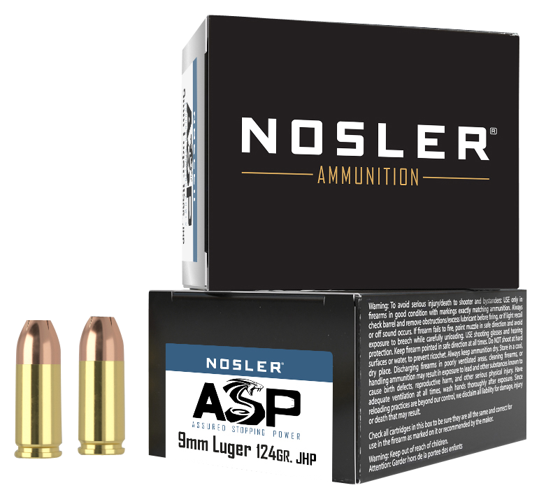 Nosler ASP 9mm Luger Jacketed Hollow Point 124 Grain 20 Rounds