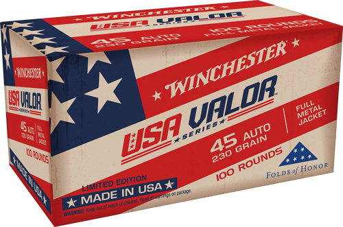 Winchester Usa Valor, .45 Acp, Full Metal Jacket, 230 Grain, 100 Rounds