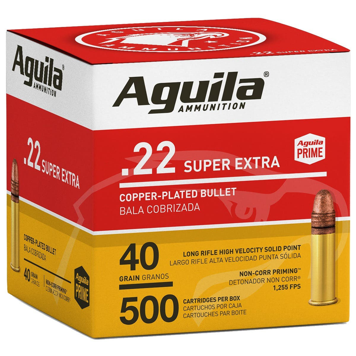 Aguila Super Extra .22 Long Rifle Copper Plated Solid Point 40 Grain 500 Rounds