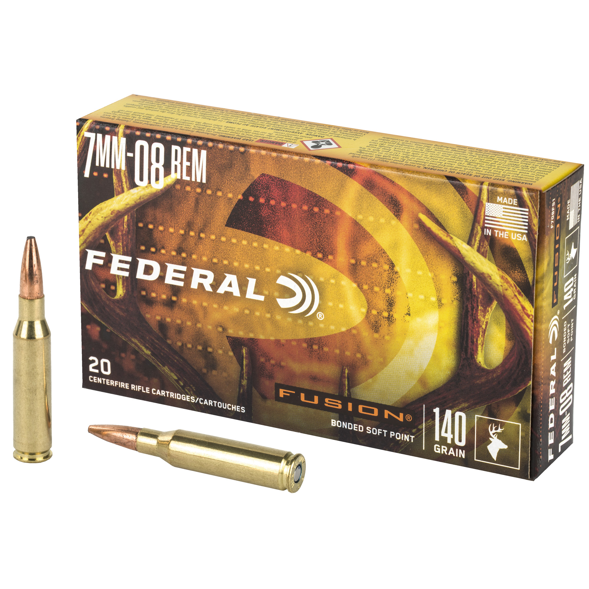 Federal Fusion Rifle Ammo 7mm-08 Rem 140 gr. Fusion Soft Point 20 rd.