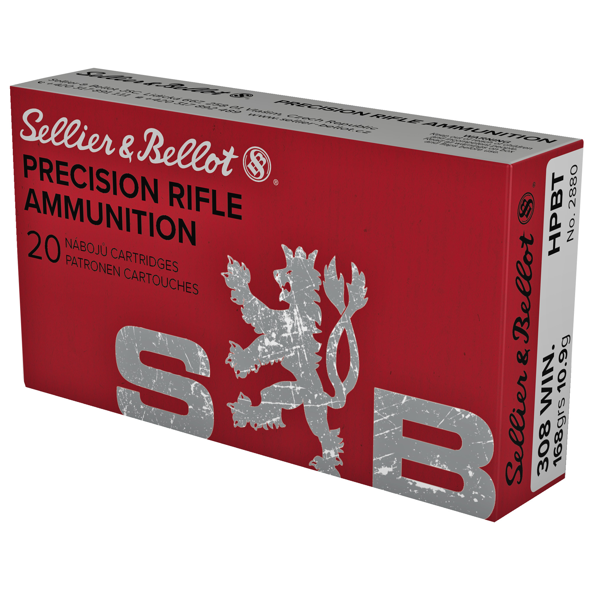 Sellier & Bellot SB308G 308 Winchester Hollow Point Boat Tail 168 Grain 20 Rounds
