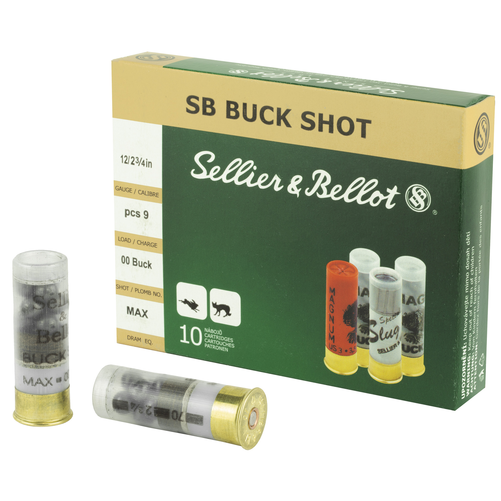 Sellier & Bellot SB12BSJ 12 Gauge 00 Buckshot 1 1/8 Ounce 10 Rounds