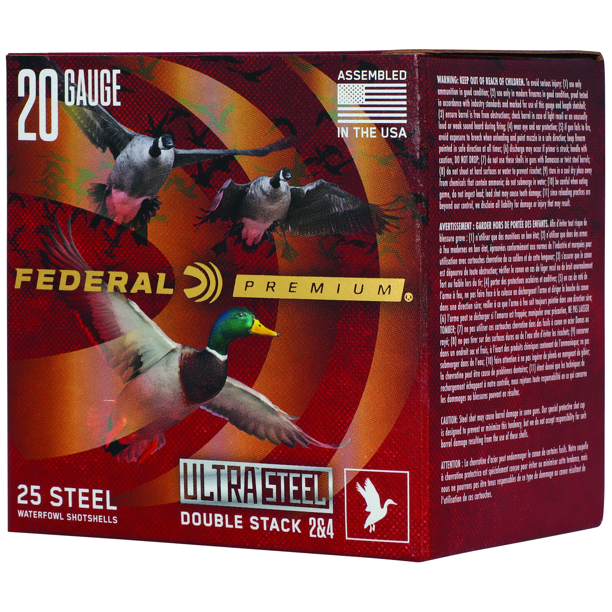 Federal Premium Ultra Steel 20 Gauge Steel Shot 1 Ounce 2 Grain 25 Rounds