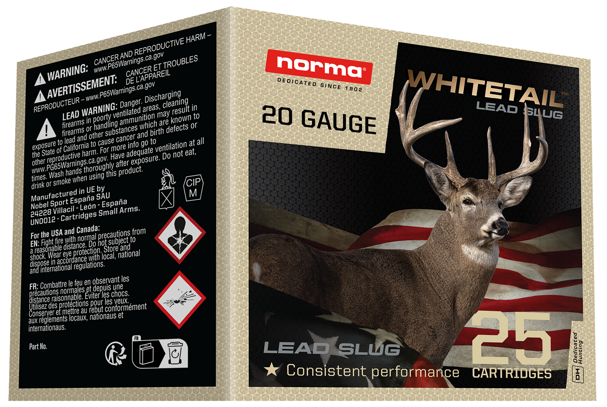Norma Ammunition 1198043420 Whitetail  20Gauge 2.75" 1oz Slug Shot 25 Rounds