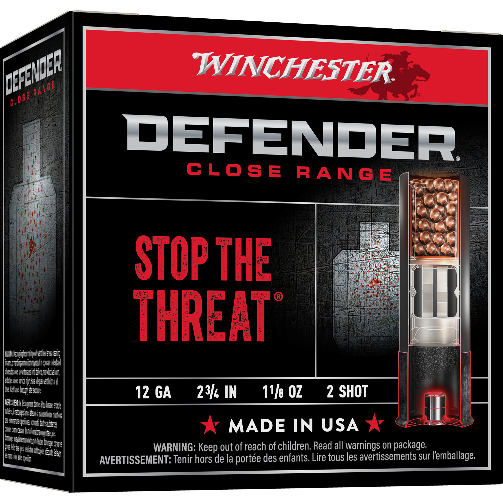 Winchester Defender Load, 12 Gauge, #2 Shot, 1 1/8 oz, 25 Rounds