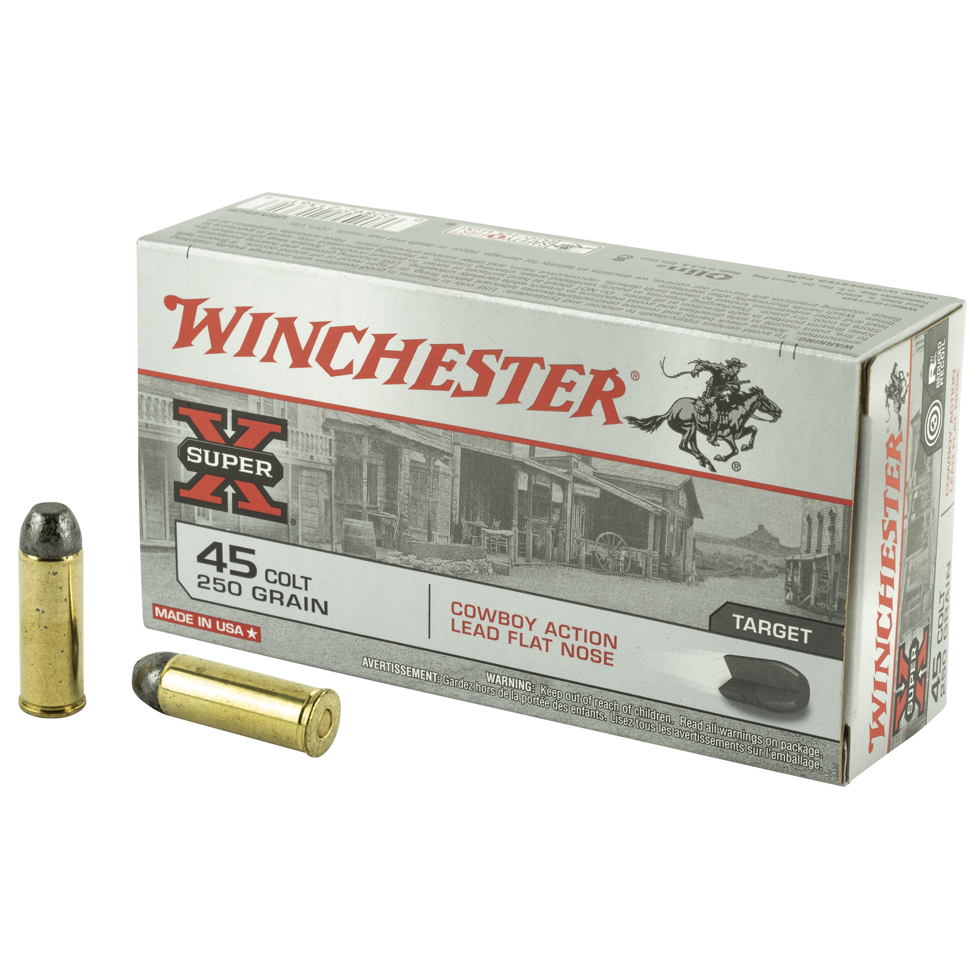 Winchester, Usa Pistol, 45 Colt, Lead Flat Nose, 250 Grain, 50 Rounds