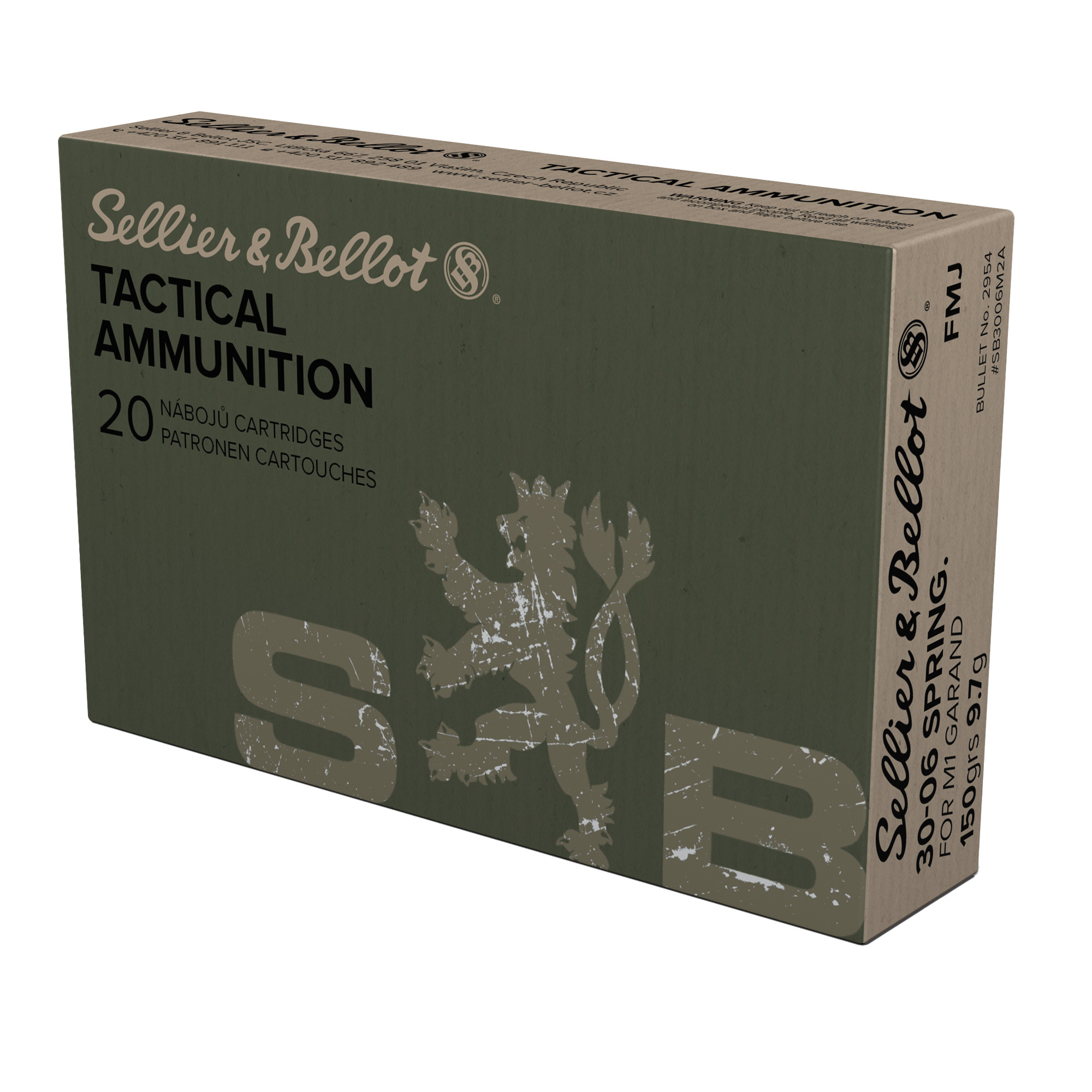 Sellier & Bellot SB3006M2 30-06 Springfield Full Metal Jacket 150 Grain 20 Rounds