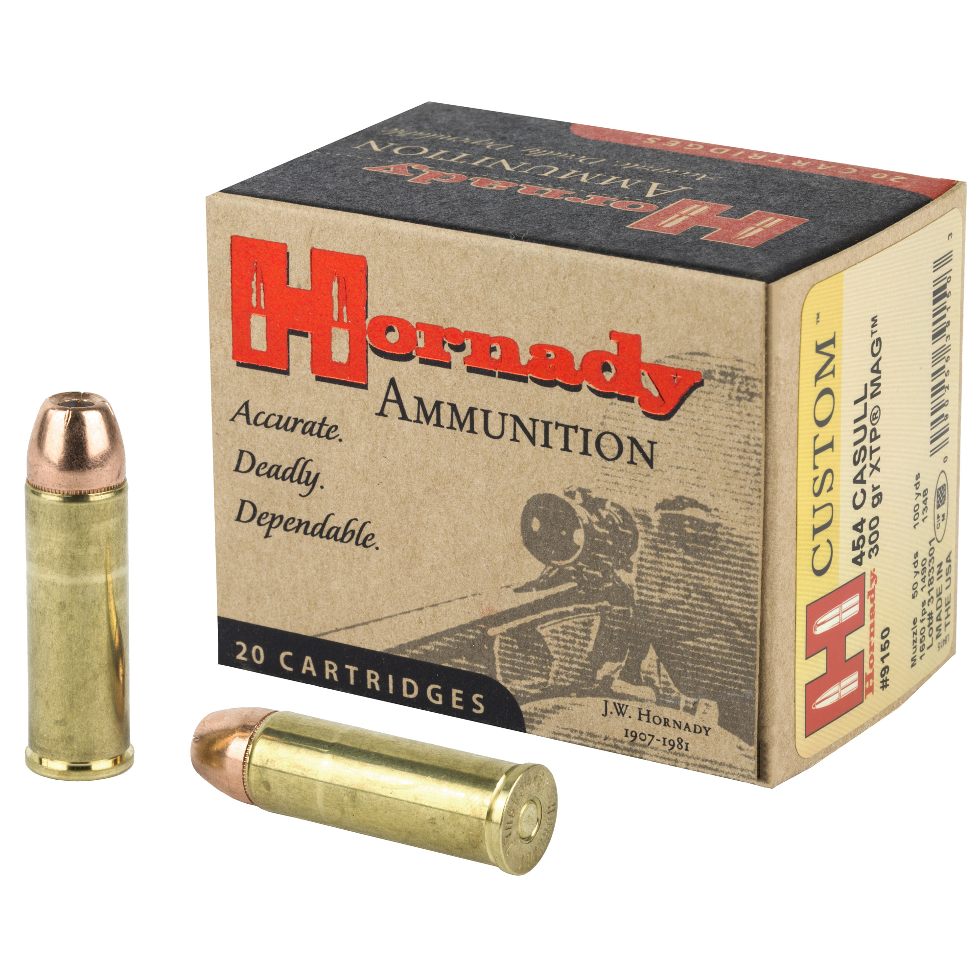 Hornady Custom Pistol Ammo 454 Casull 300 gr. XTP Mag 20 rd.