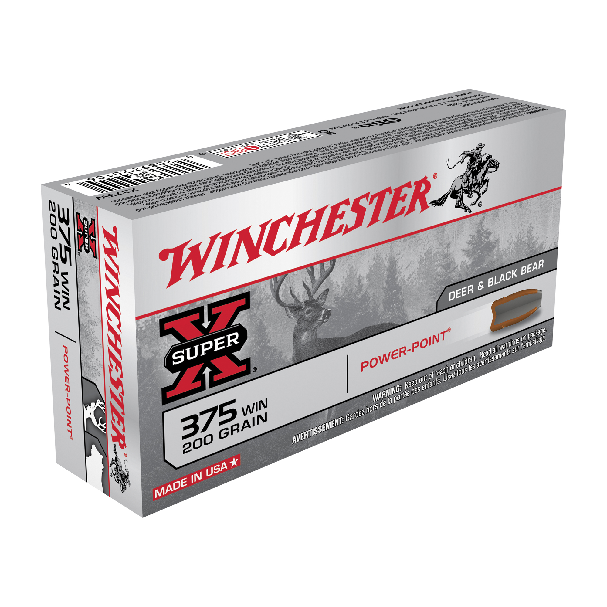 Winchester, Super X, 375 Winchester, Power Point, 200 Grain, 20 Rounds