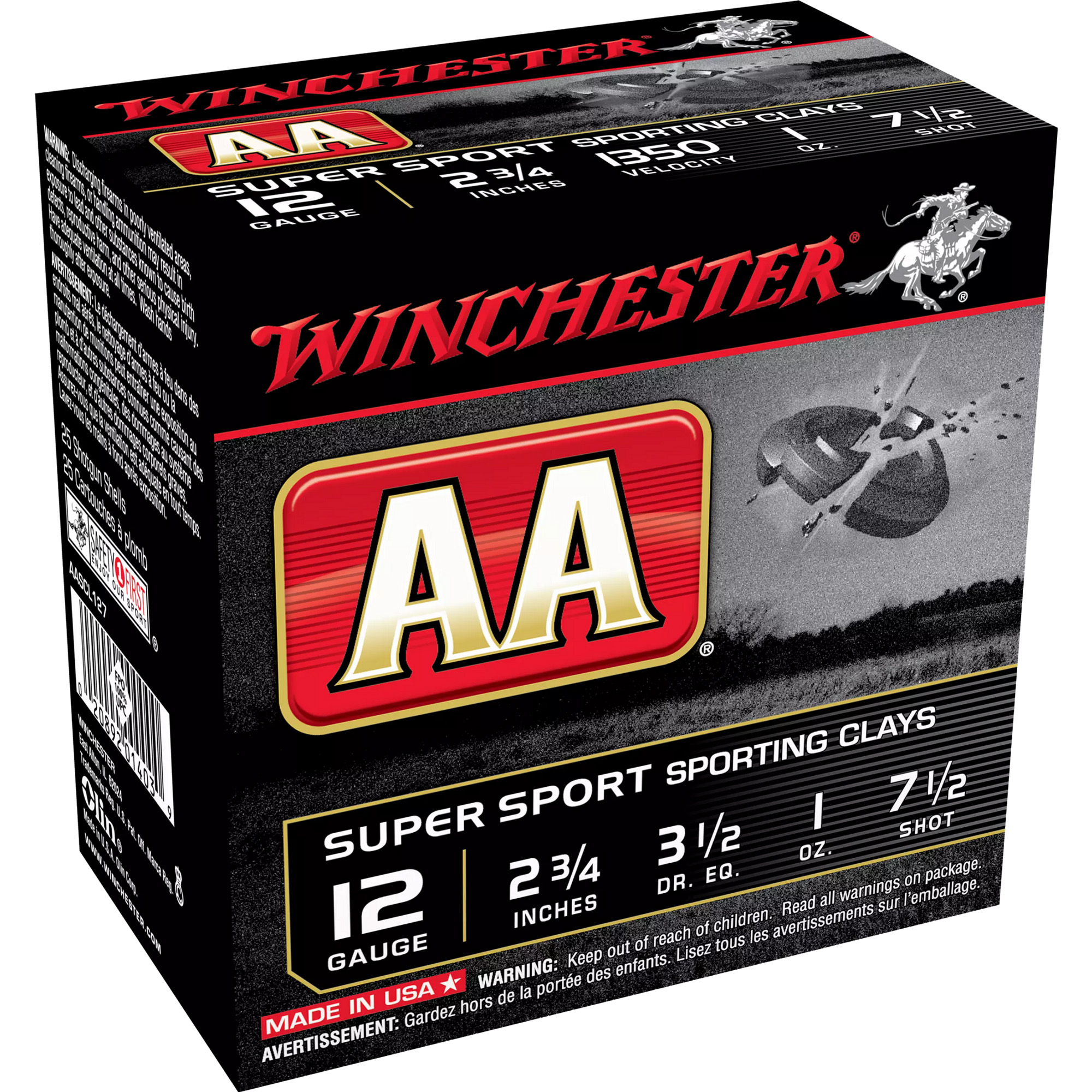 Winchester Aa Sporting Clays Load 12 Gauge Lead 1 oz 25 Rounds
