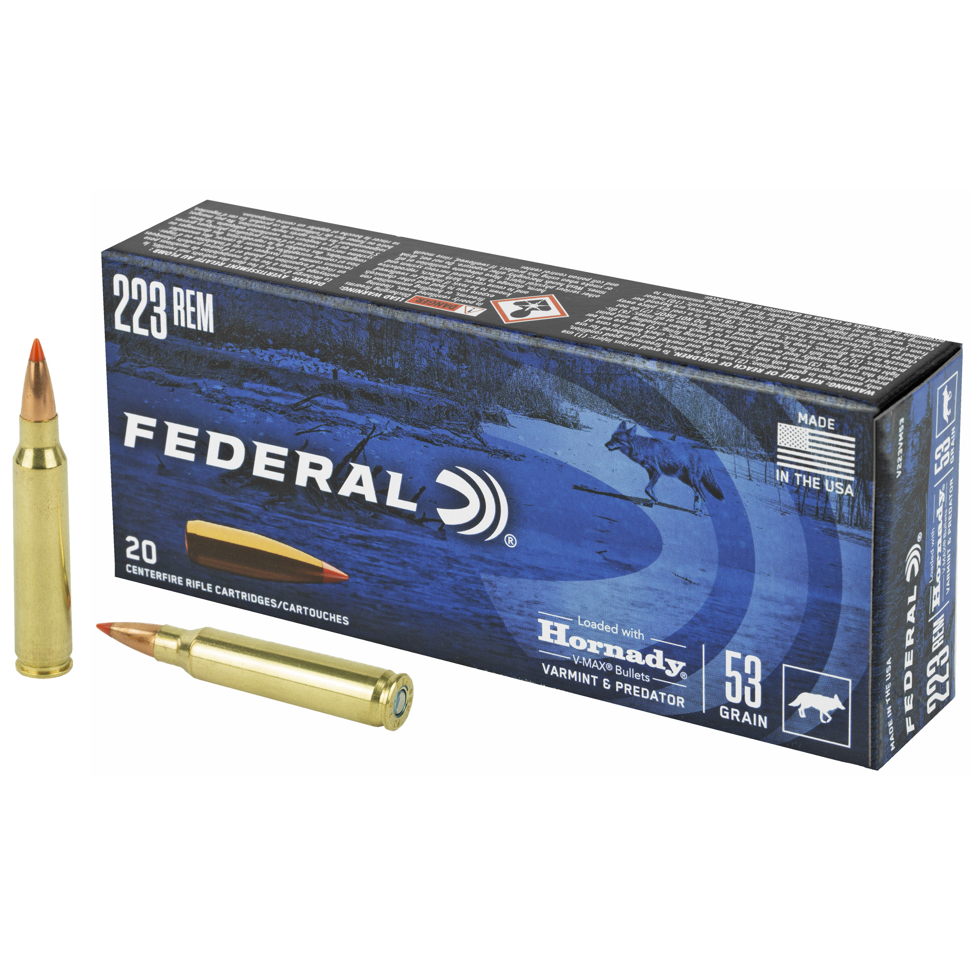 Federal Varmint & Predator Rifle Ammo 223 Rem. 53 gr. V-Max 20 rd.