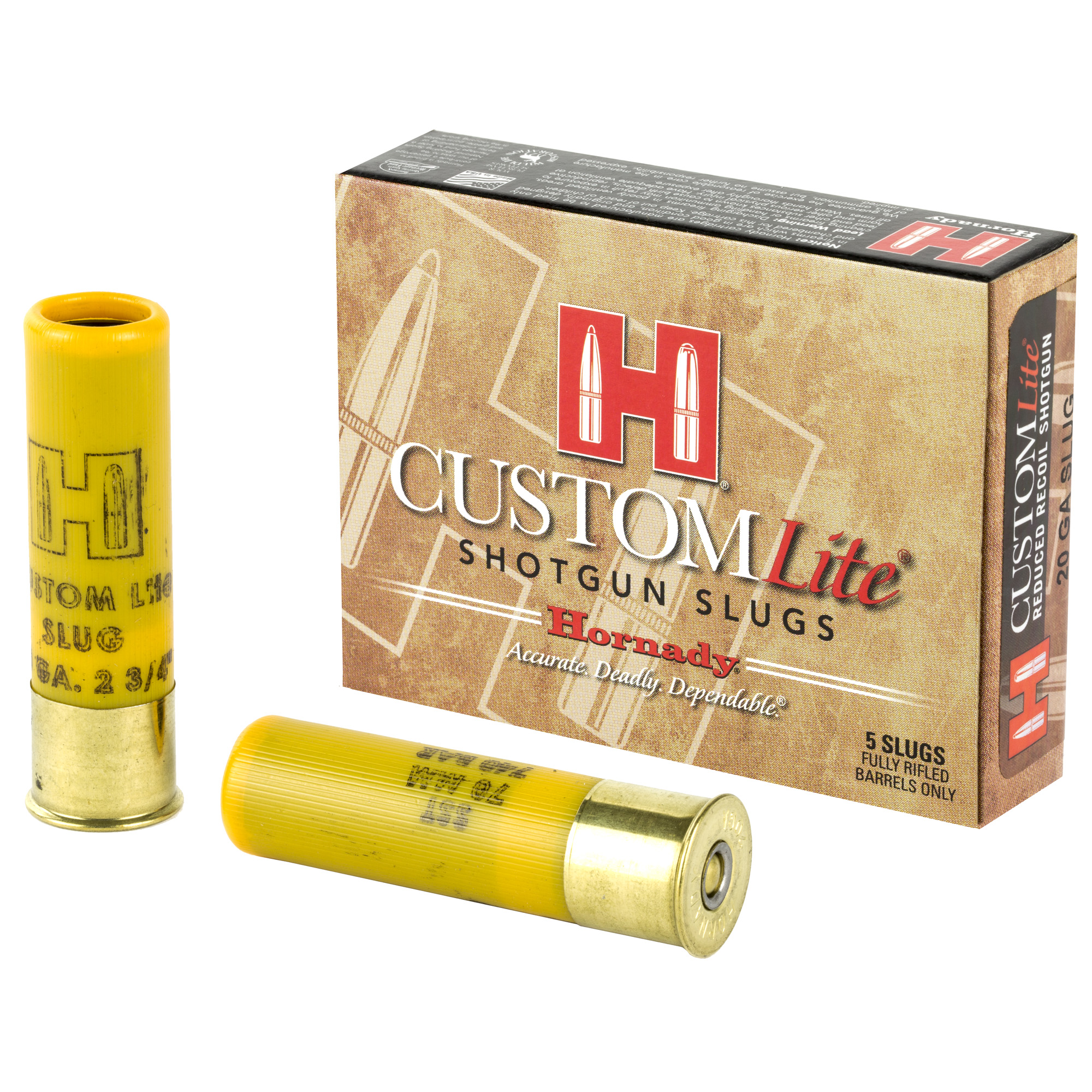 Hornady Custom Lite FTX Load 20 Gauge 2.75 in. 250 gr. Slug Shot 5 rd.
