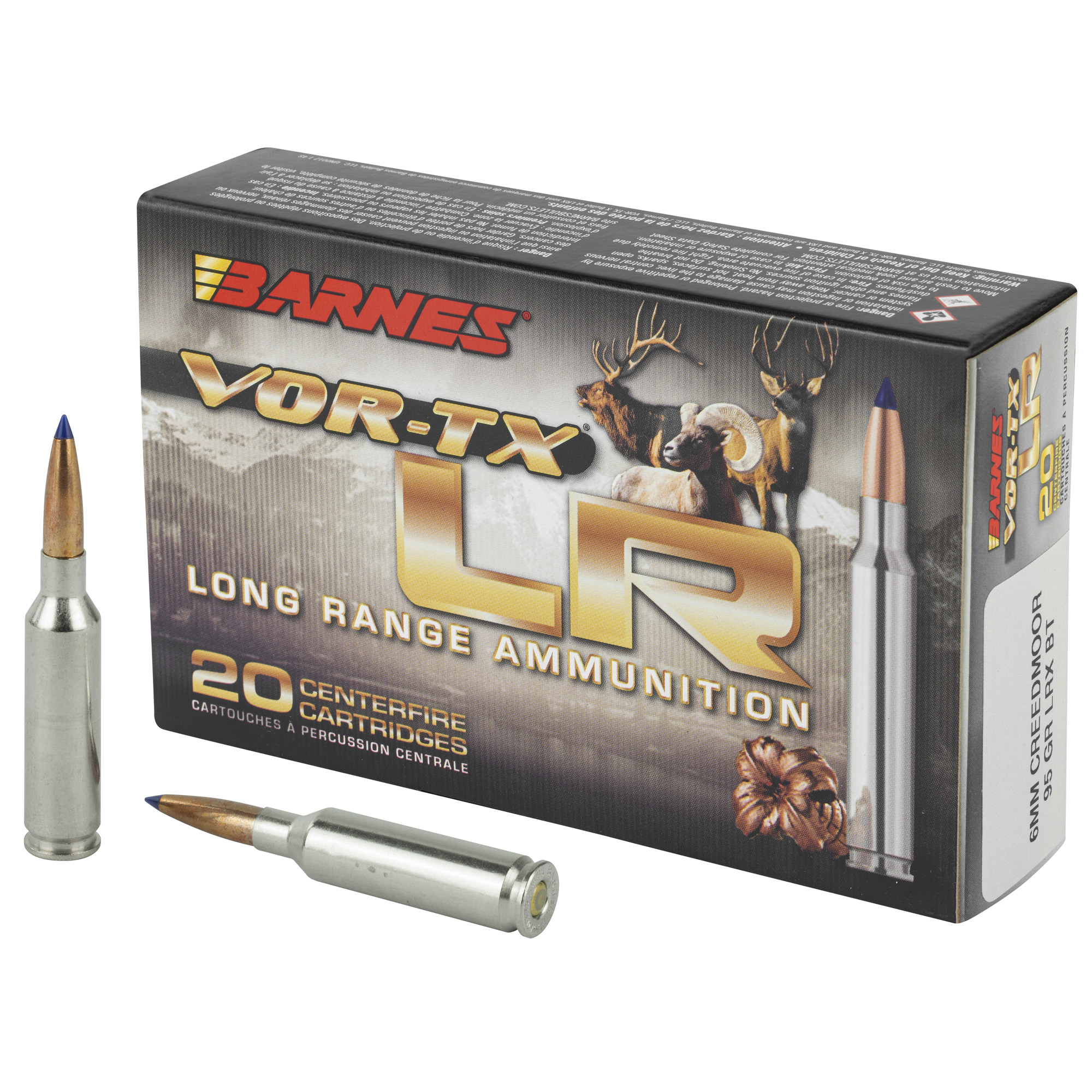 Barnes VOR-TX Long Range 6mm Creedmoor LRX Boat Tail 95 Grain 20 Rounds
