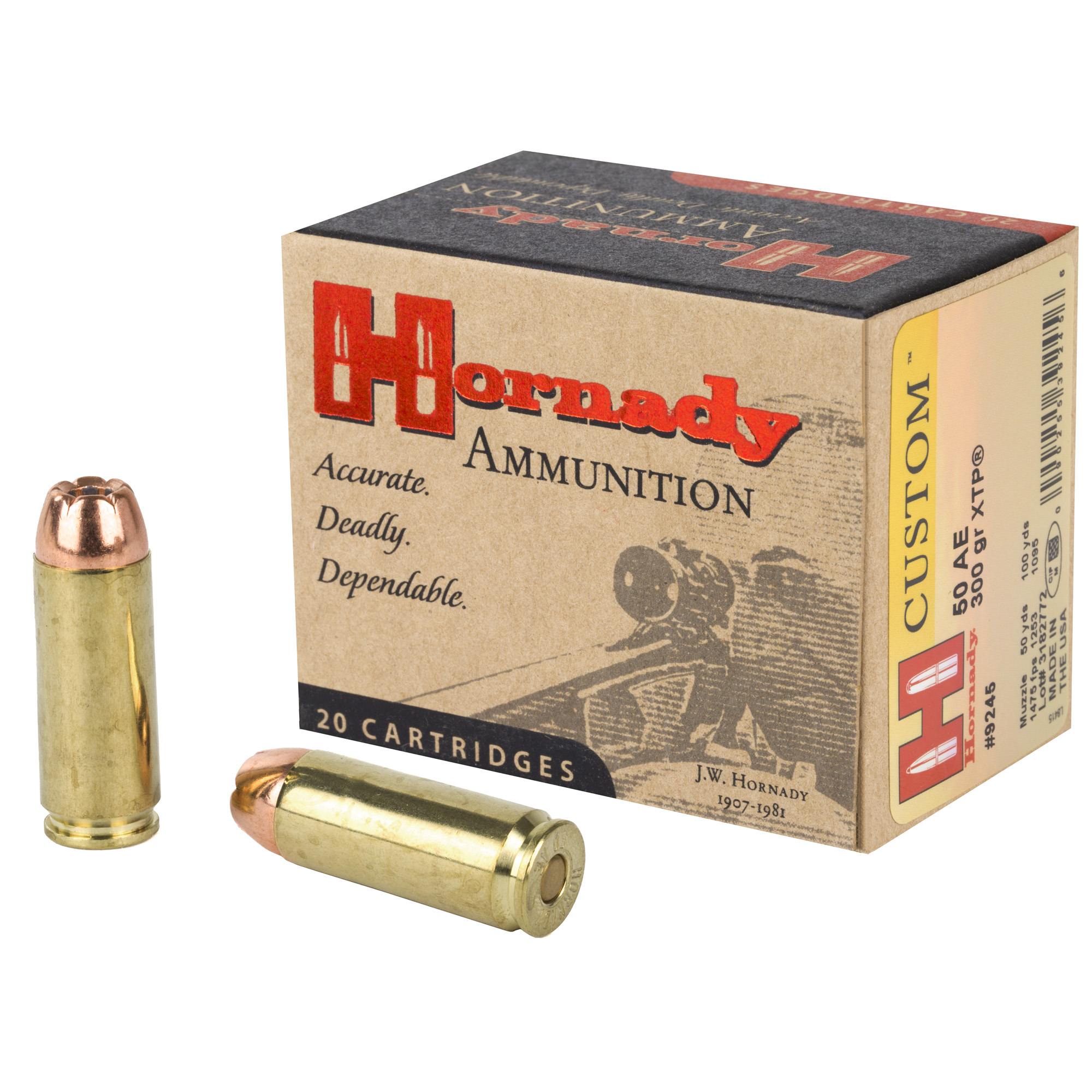 Hornady Custom Pistol Ammo 50 AE 300 gr. XTP Hollow Point 20 rd.