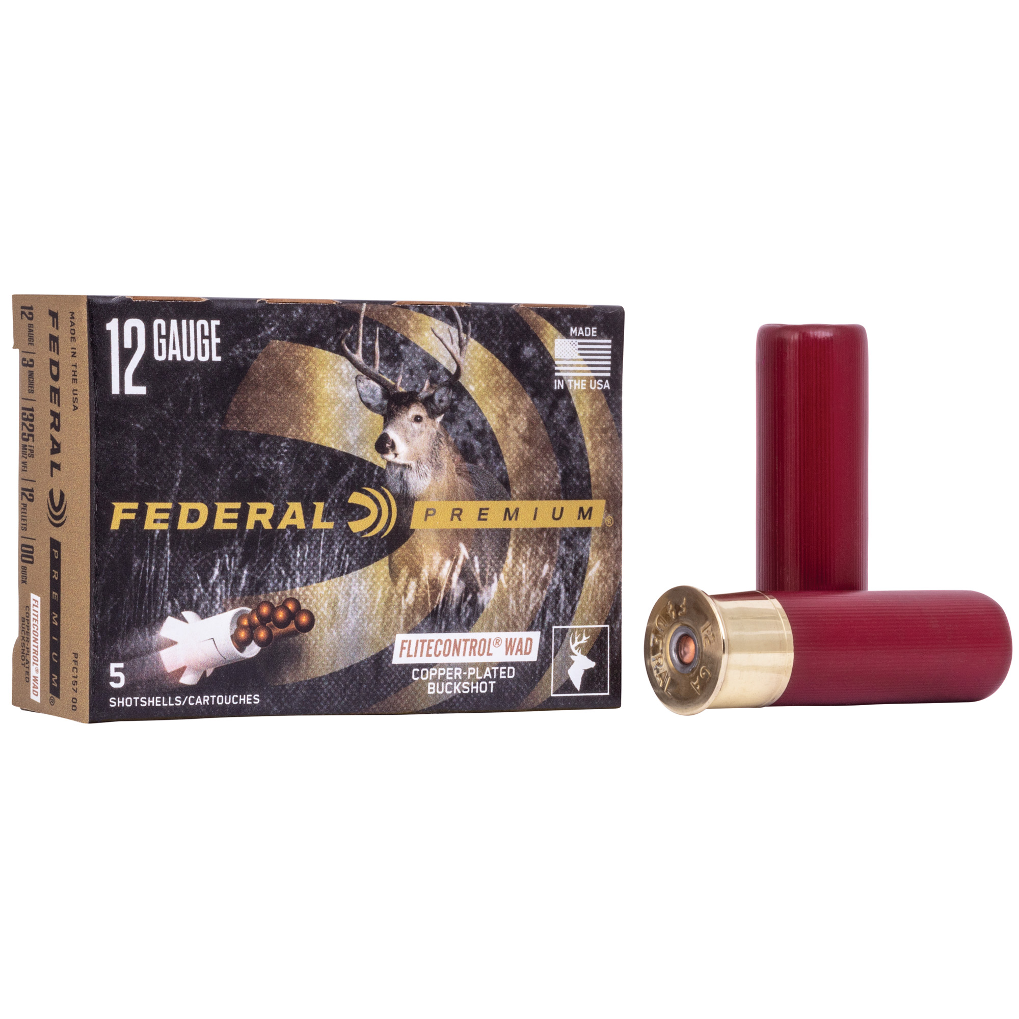 Federal Premium Vital Shok 12 Gauge 00 Buckshot 12 Pellets 3 Inch 5 Rounds