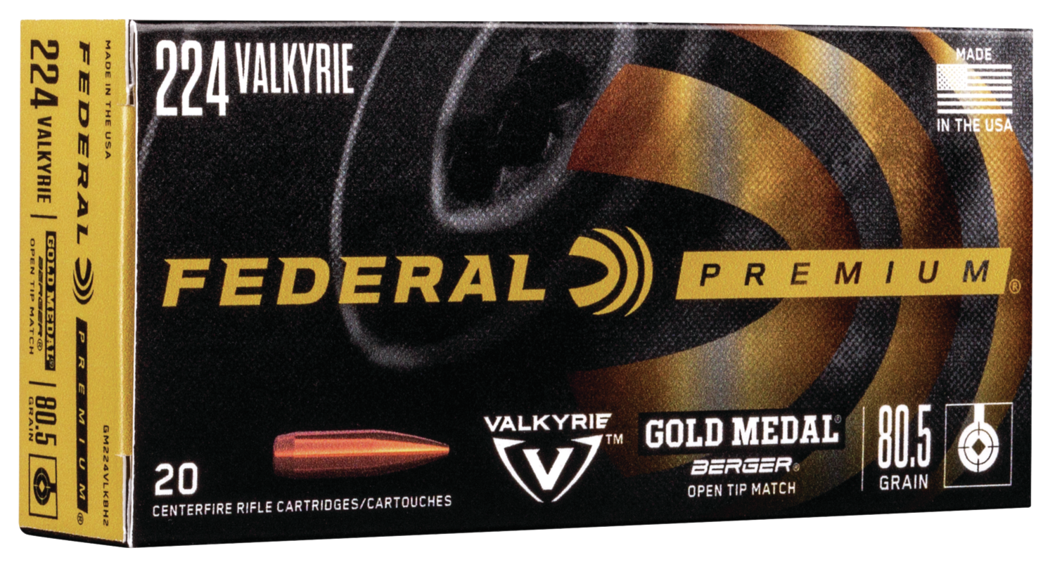 Federal Gold Medal 224 Valkyrie Berger Open Tip Match 80.5 Grain 20 Rounds
