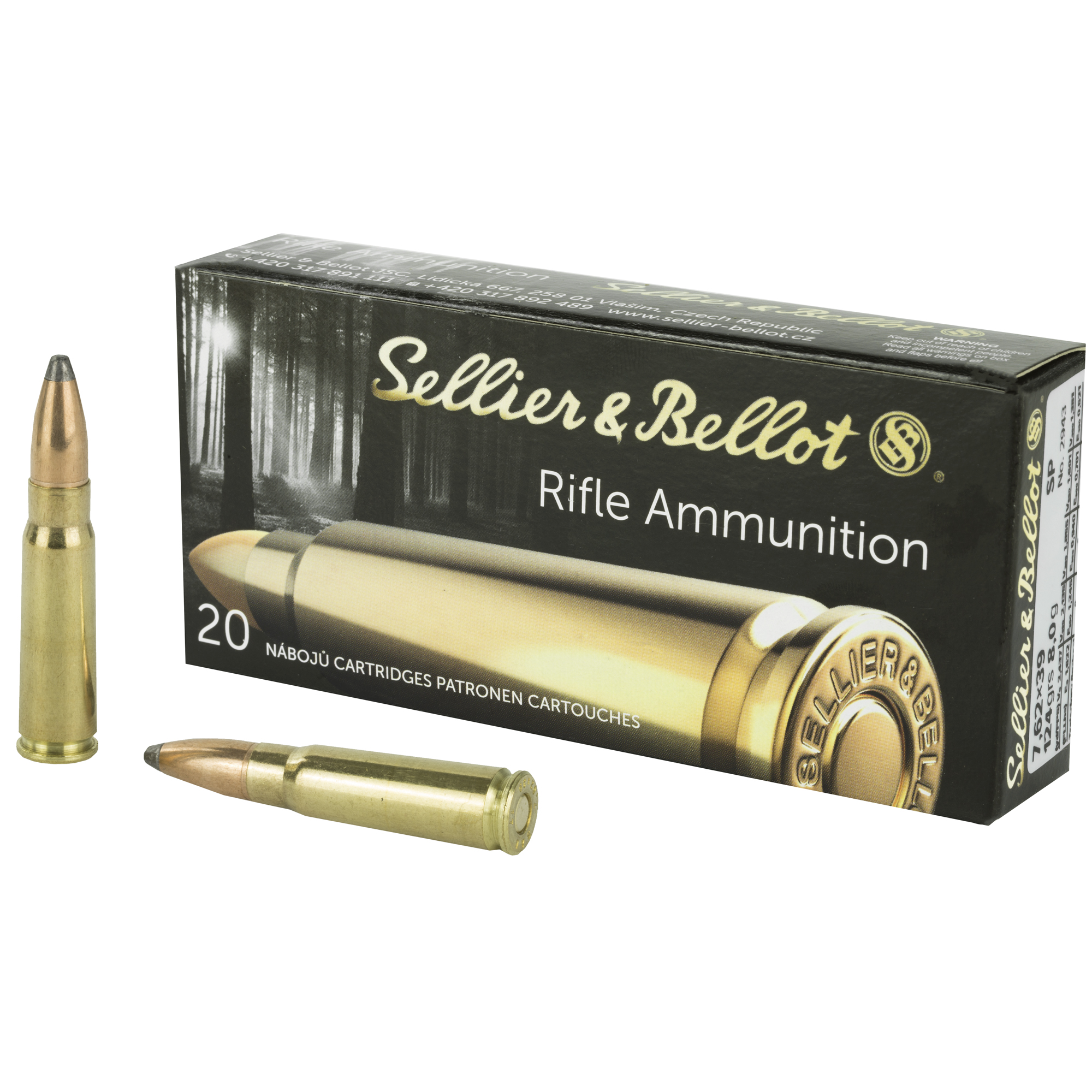 Sellier & Bellot SB76239B 7.62x39mm Soft Point 124 Grain 20 Rounds