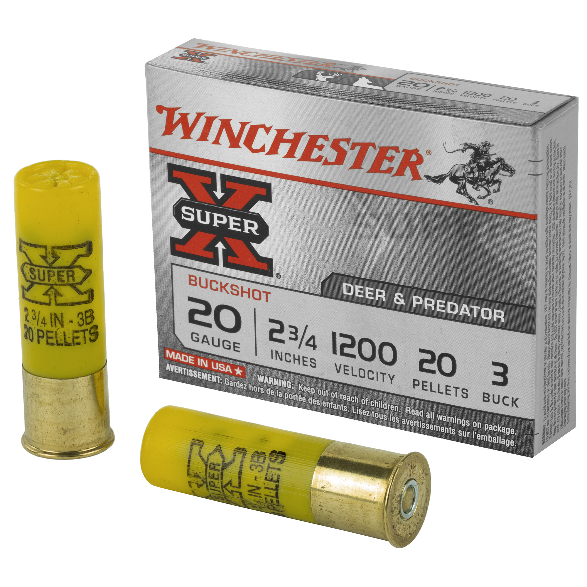 Winchester Super X Buffered Shot 20 Gauge Buffered Buckshot 20 Pellets 5 Rounds