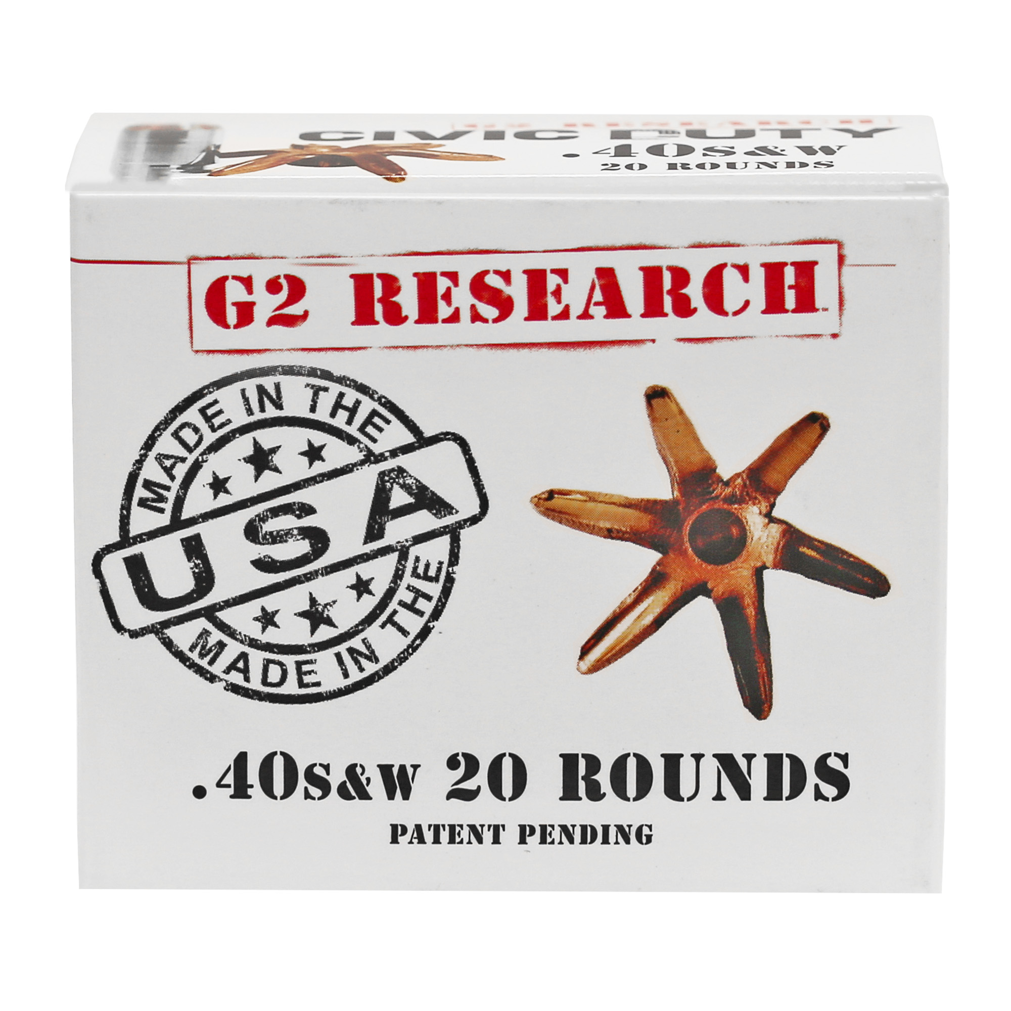 G2 Research G00620 Civic Duty  40S&W 122gr Copper Expansion Projectile 20 Per Box/25 Case