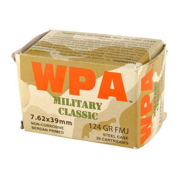 7.62X39MM 124GR BIMETAL FULL METAL JACKET 20/BOX