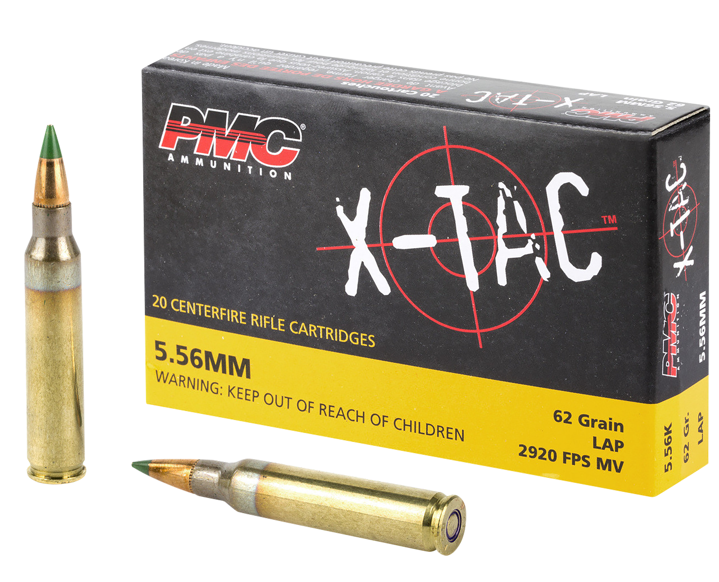 PMC X-TAC 5.56 NATO Rifle Ammo 62 Grain LAP 20 Rounds