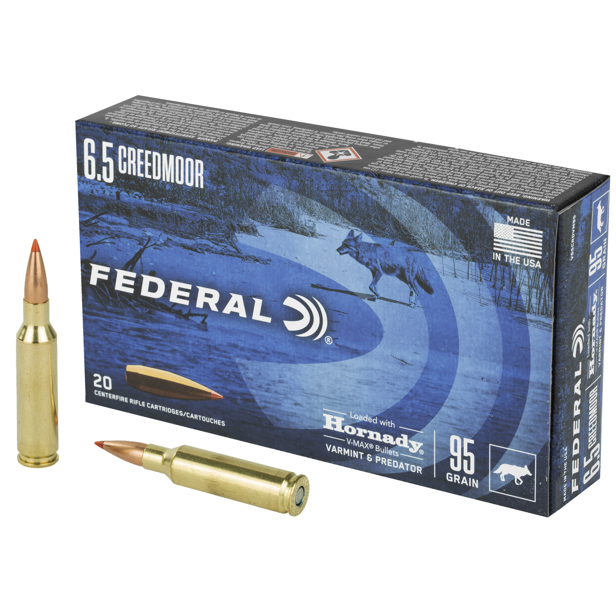 Federal Varmint and Predator 6.5 Creedmoor Hornady V Max 95 Grain 20 Rounds