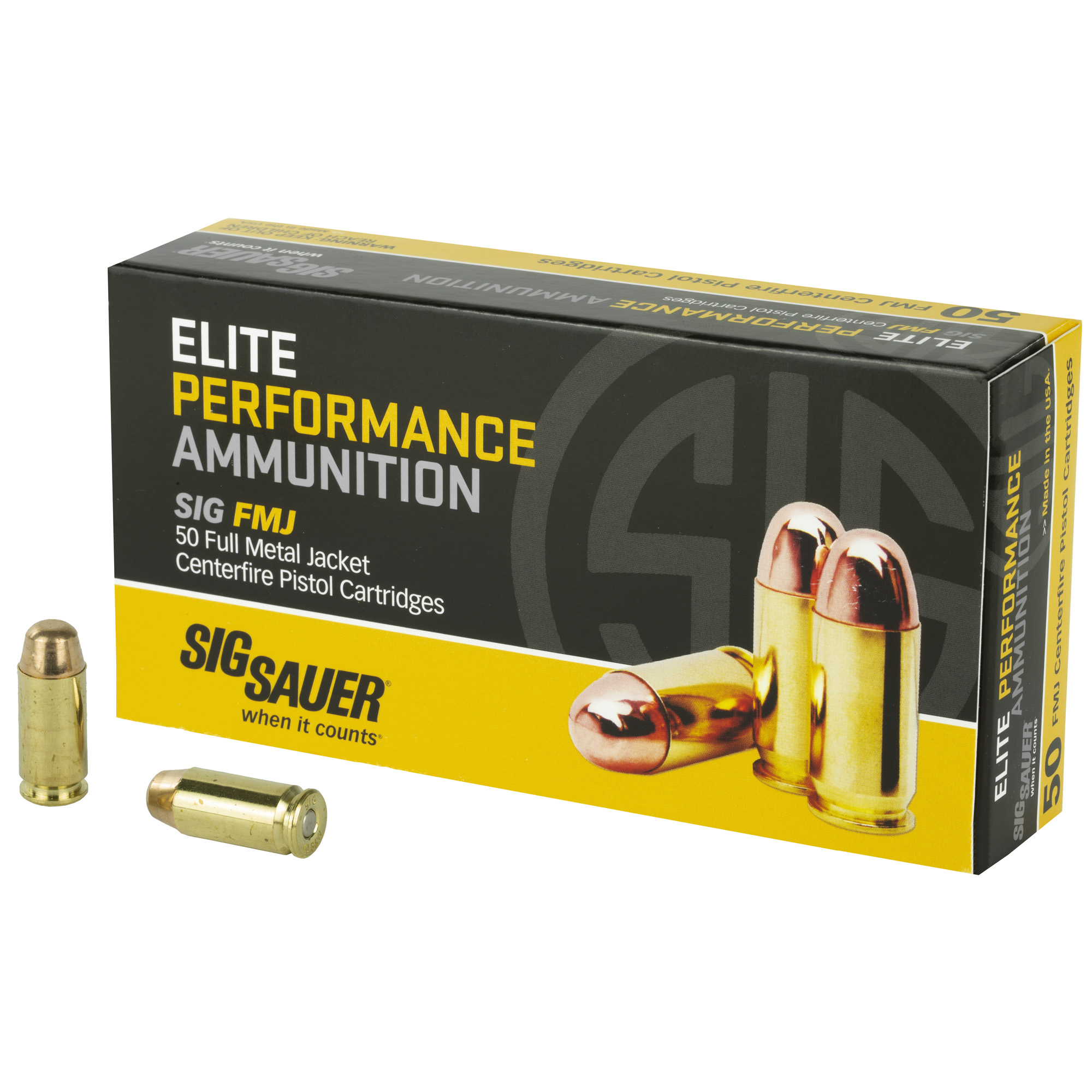Sig Sauer E40SB250 Elite Ball  40S&W 180gr Full Metal Jacket 50 Per Box/20 Case
