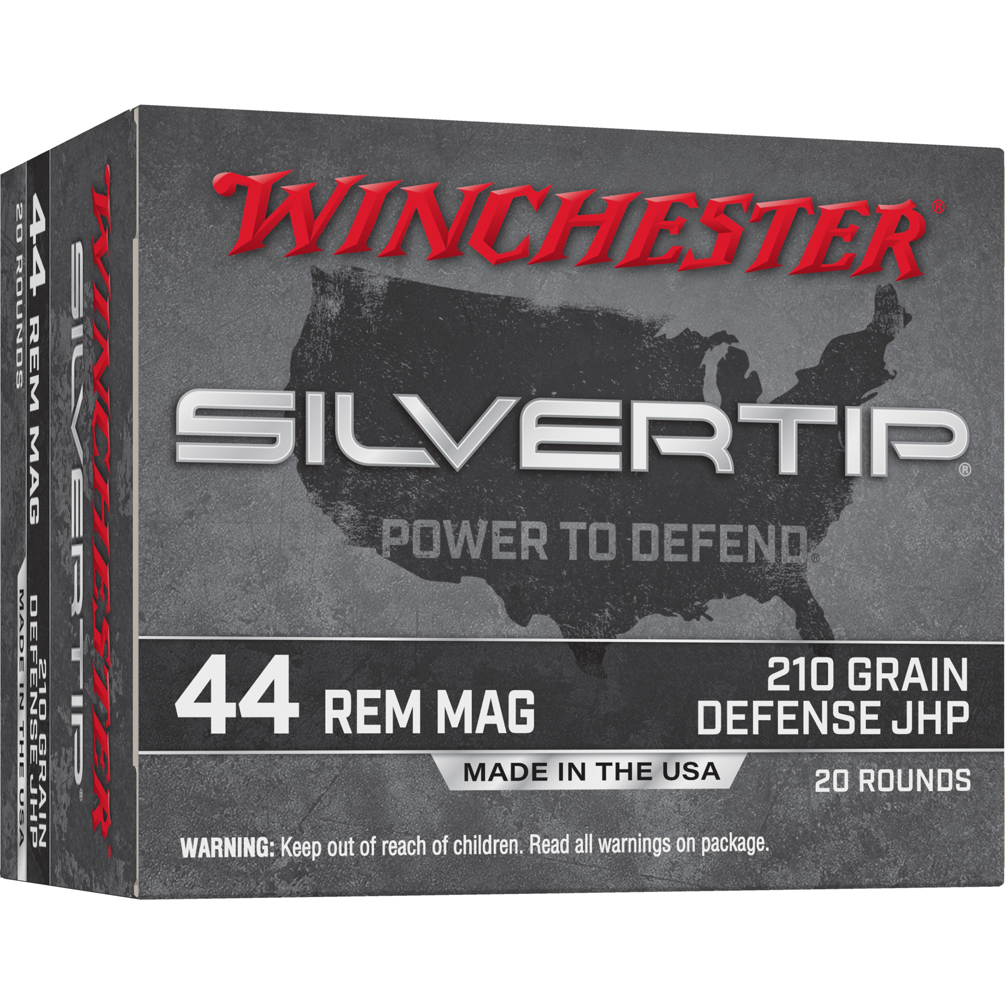 Winchester, Silvertip, 44 Remington Magnum, Hollow Point, 210 Grain, 20 Rounds