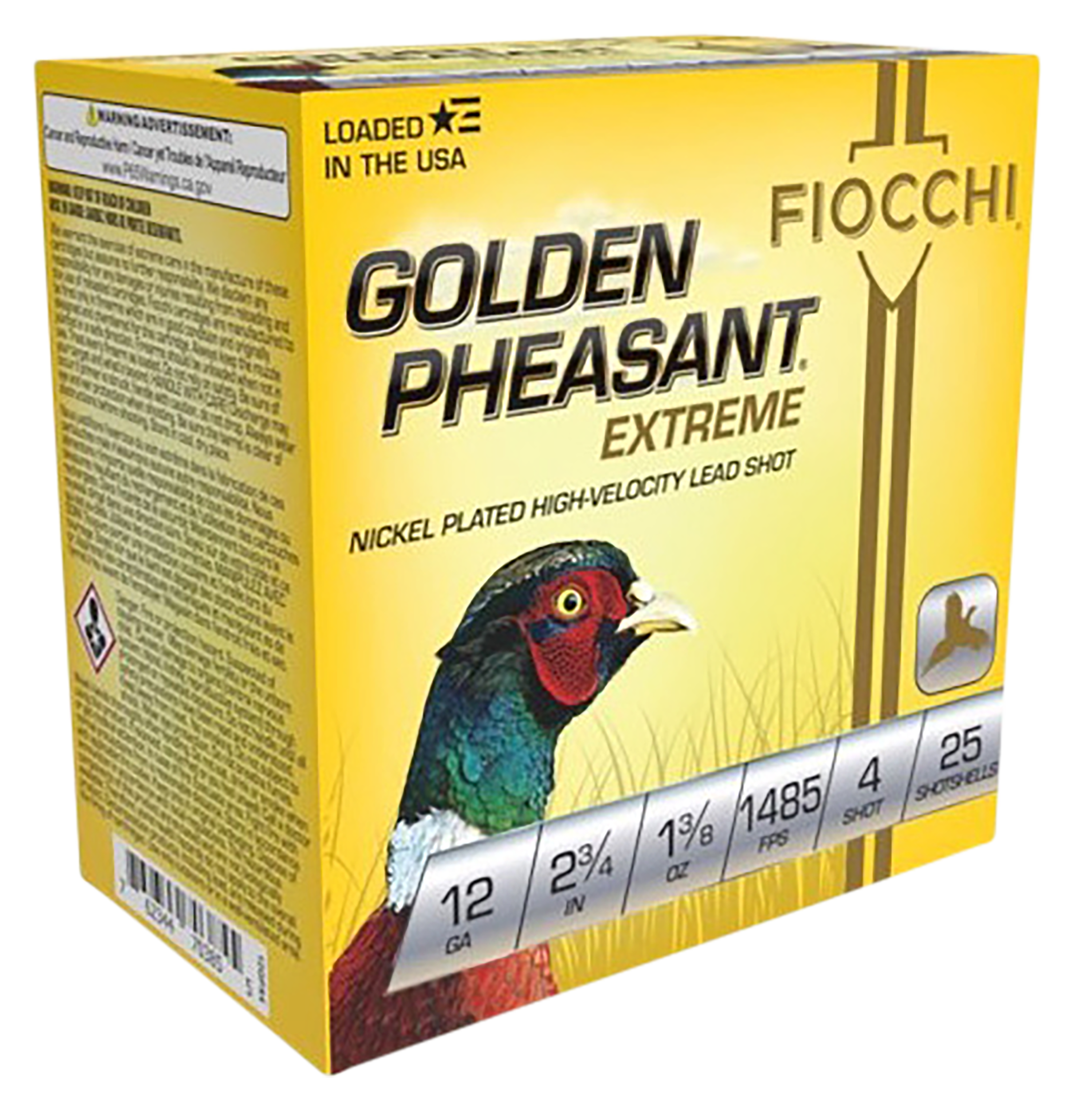 Fiocchi Golden Pheasant Loads 12 Gauge 1 3/8 oz 4 Shot 25 Rounds