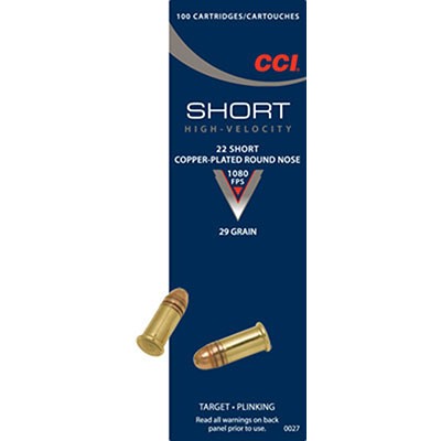 CCI Target & Plinking 22 Short Copper-Plated Round Nose 29 Grain 100 Rounds