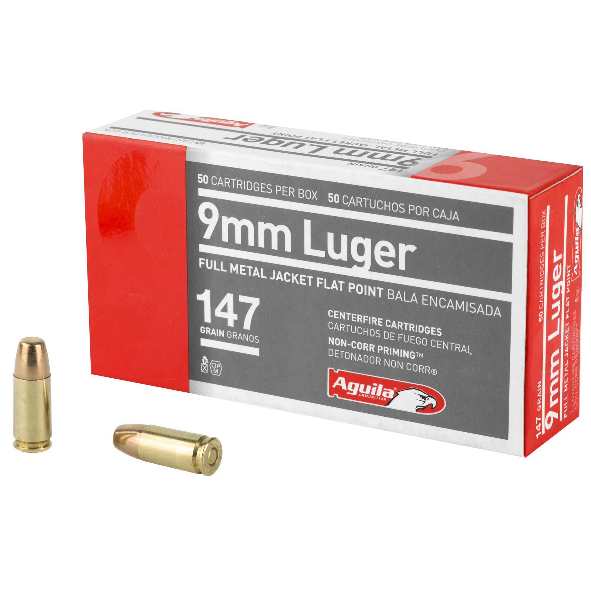 Aguila Ammunition 9mm Luger Subsonic Handgun Ammo - 147 Grain | FMJ Flat Point | 50rd Box