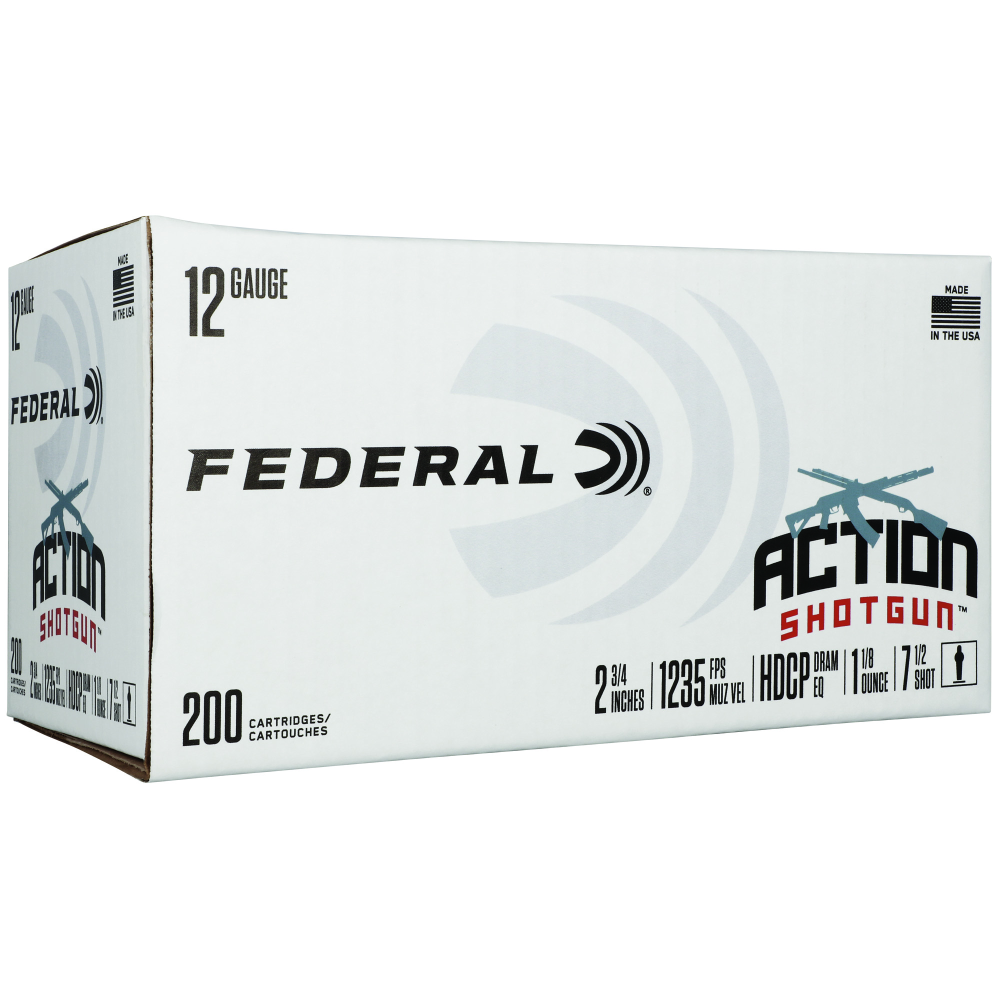 Federal Action Shotgun 12 Gauge Lead 1 1/8 Ounce 7.5 Grain 200 Rounds
