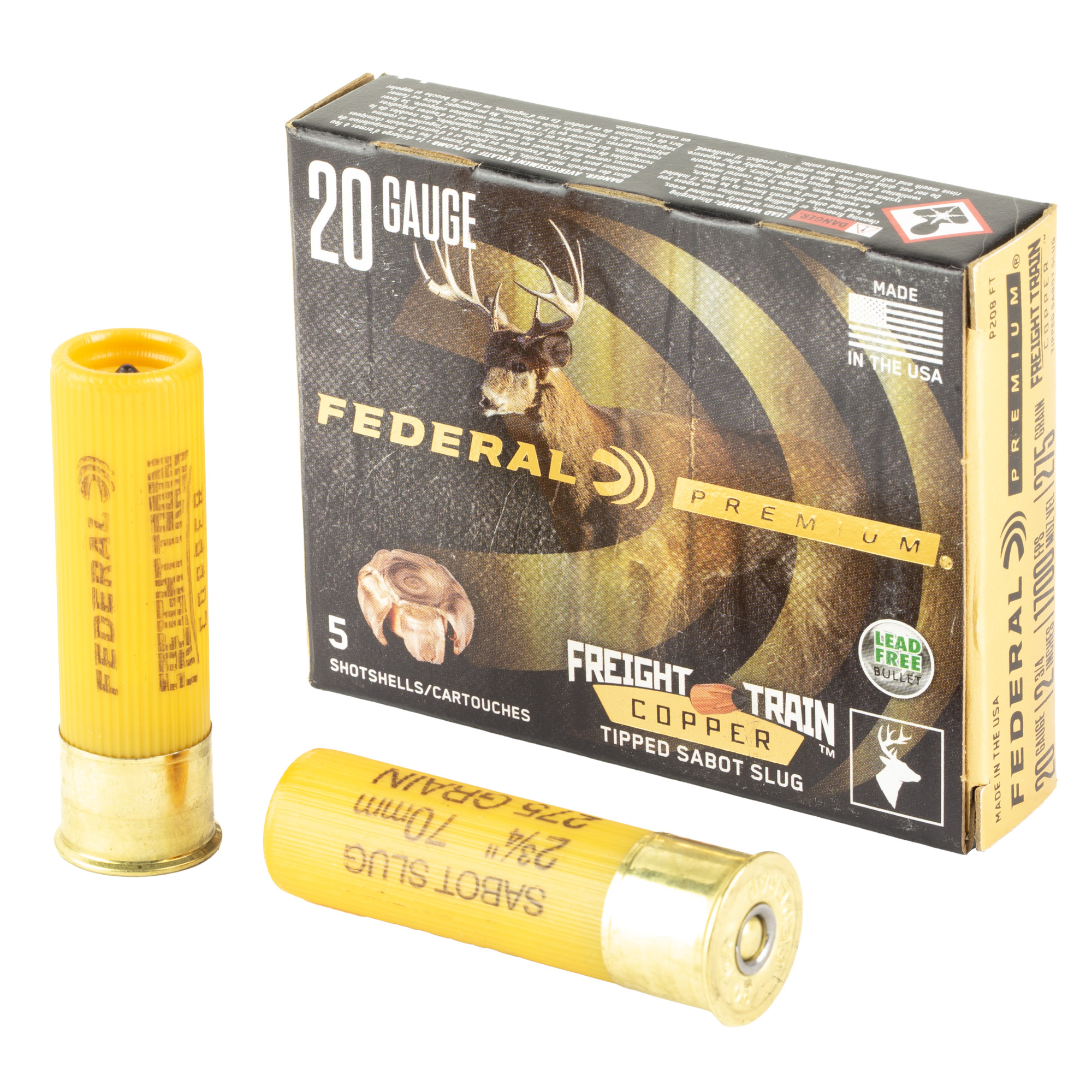 Federal P208FT Premium Freight Train 20Gauge 2.75" SlugShot 5 Per Box/10 Case
