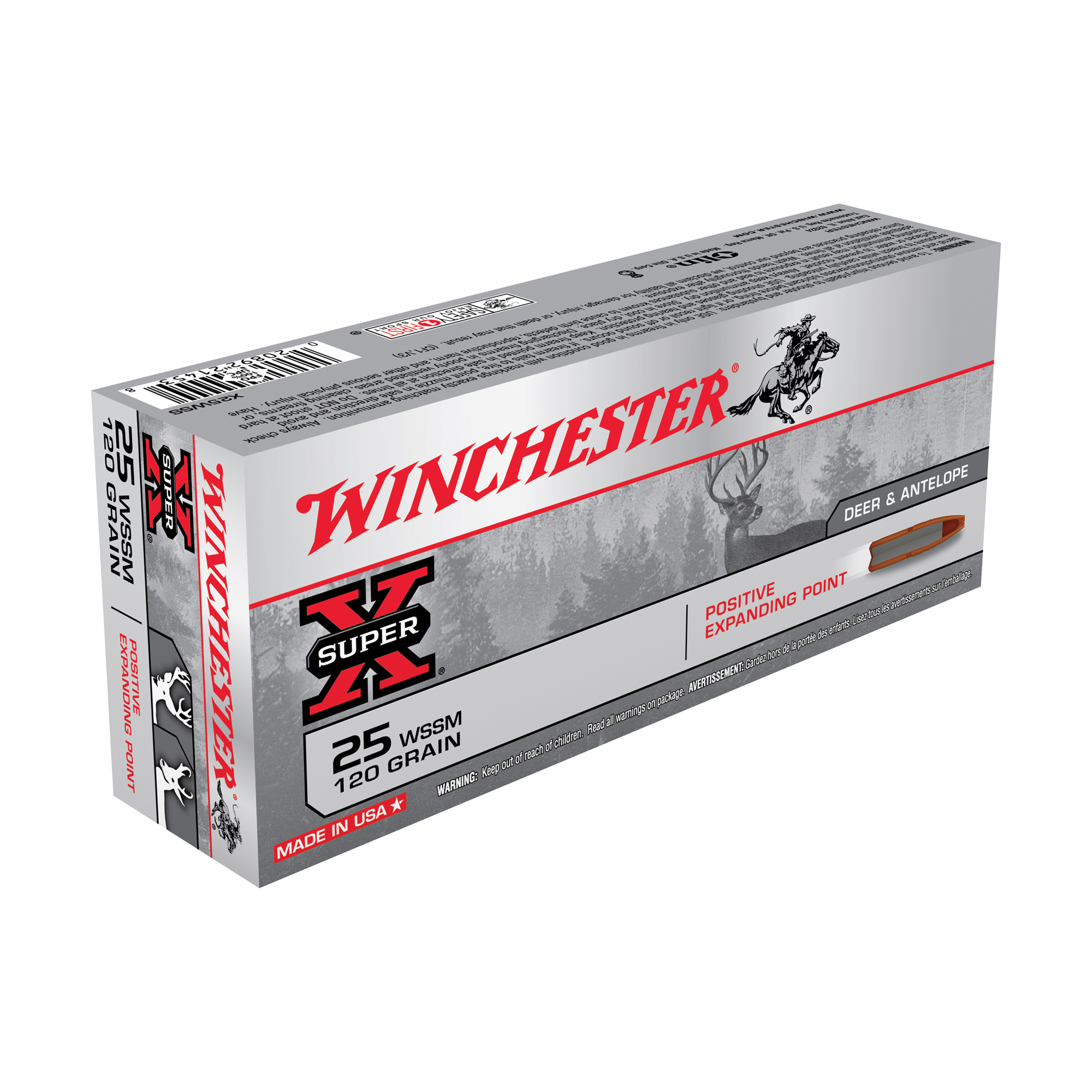Winchester, Super-X, 25 WSSM, Ballistic Silvertip, 85 Grain, 20 Rounds
