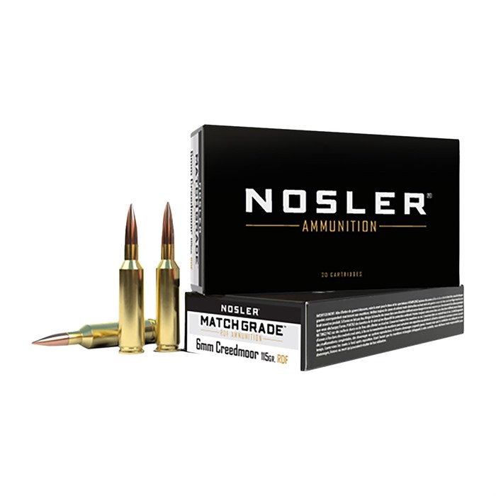Nosler, Match Grade, 6mm Creedmoor, Rdf Hollow Point Boat Tail, 115 Grain, 20 Rounds