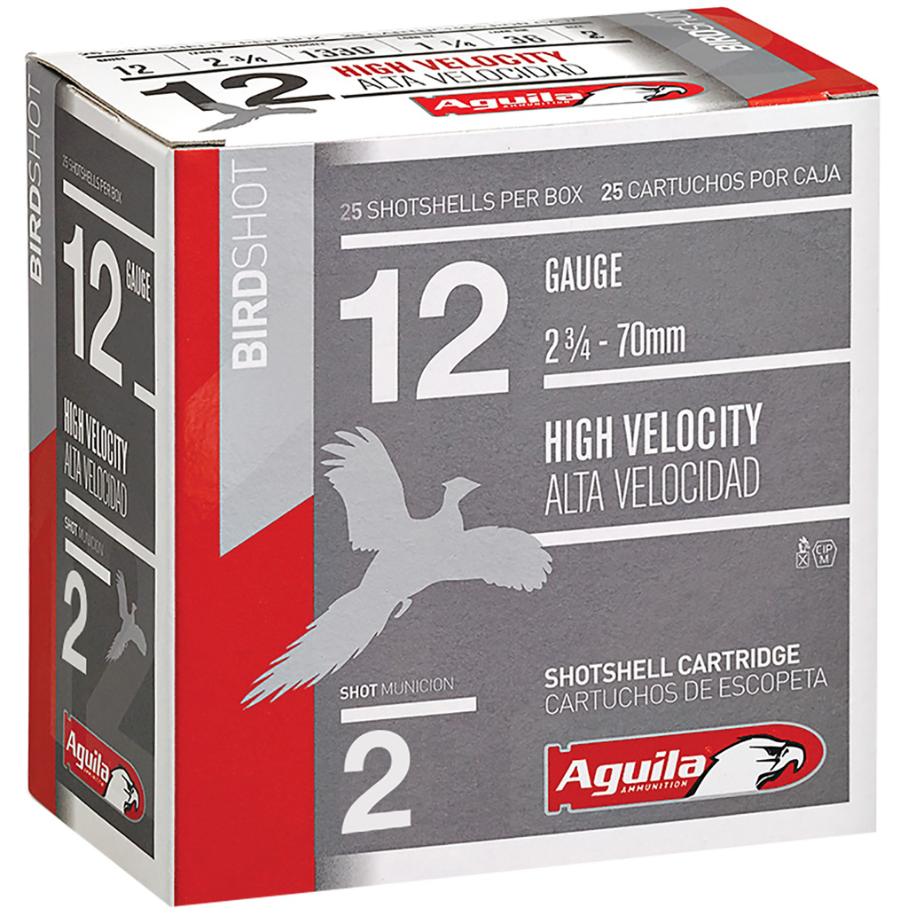 Aguila High Velocity Shotgun Game Load 12 Gauge 2 Shot 1 1/4 Grain 25 Rounds