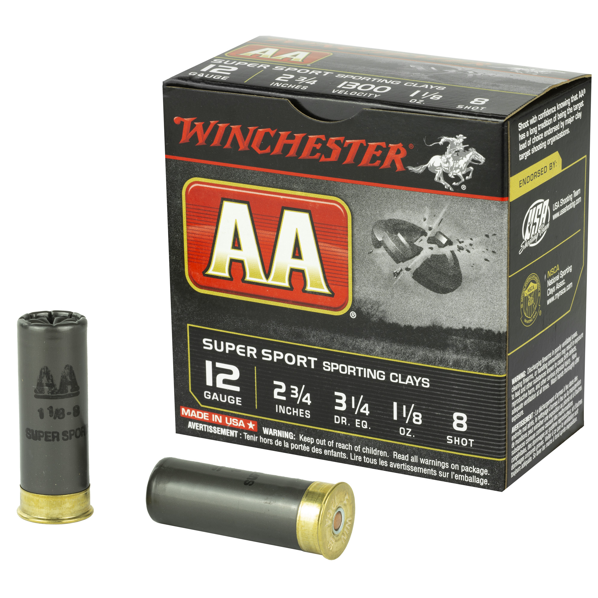 Winchester AA Sporting Clays Load 12 Gauge Lead 1 1/8 oz 25 Rounds