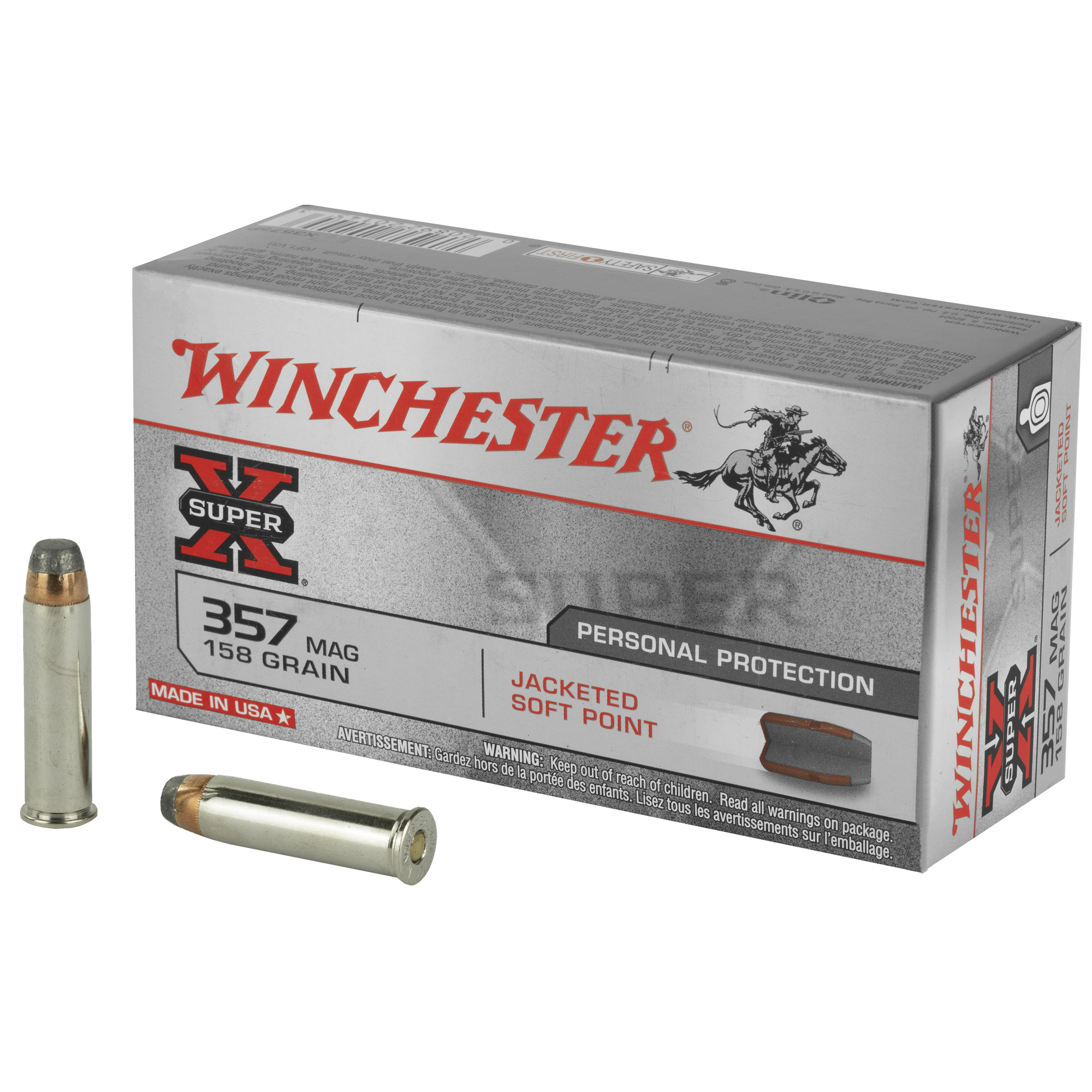 Winchester Super-X Pistol Ammo 357 mag. 158 gr. JSP 50 rd.